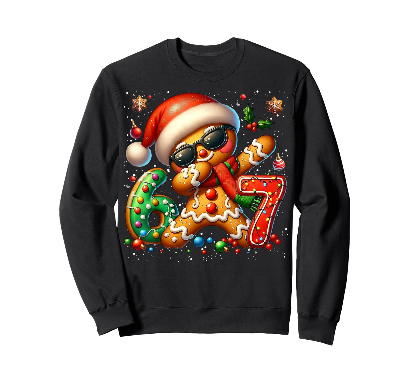 Funny Gingerbread Dabbing Six Seven 67 Meme Christmas Boys T-Shirt