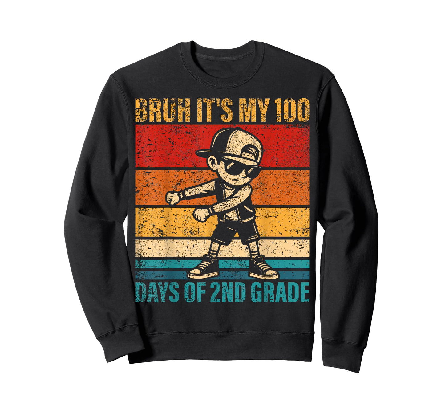 Bruh It's My 100 Days of 2nd Grade Flossing Boy Student T-Shirt