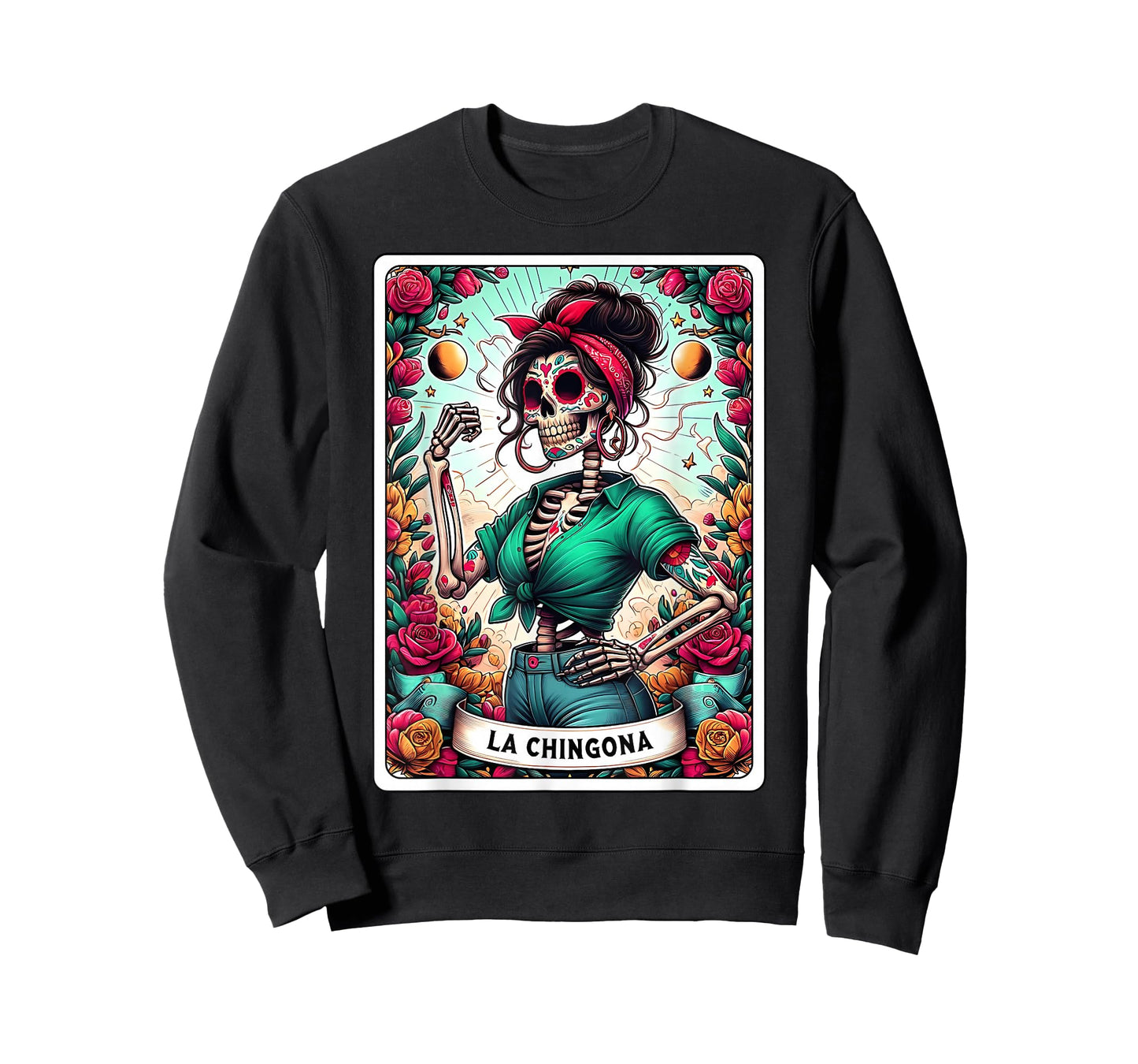 La Chingona Tarot Card Day of The Dead Dia de Los Muertos T-Shirt