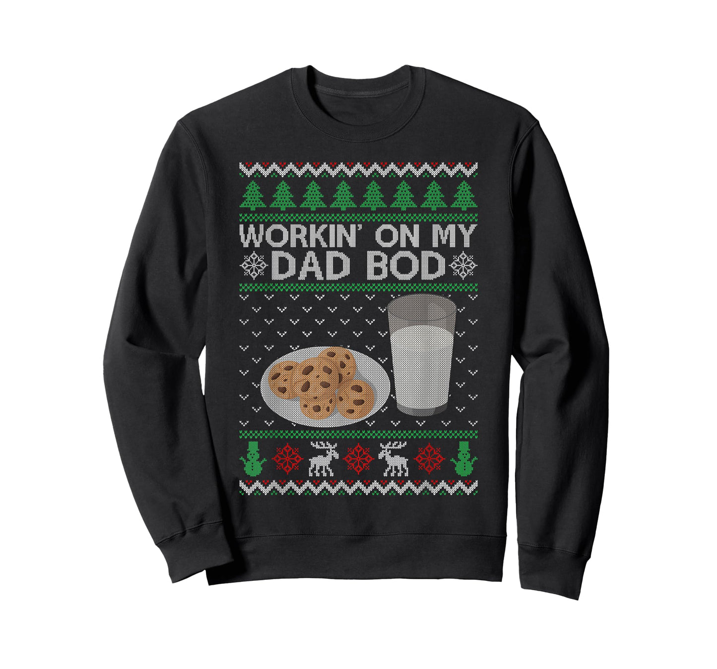 Workin' On My Dad BOD Ugly Christmas Sweater New Mom Dad T-Shirt