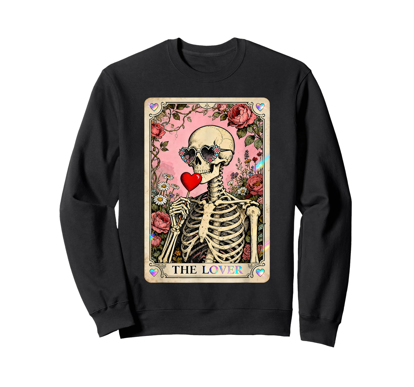 The Lover Skeleton Gothic Valentine Tarot Art T-Shirt