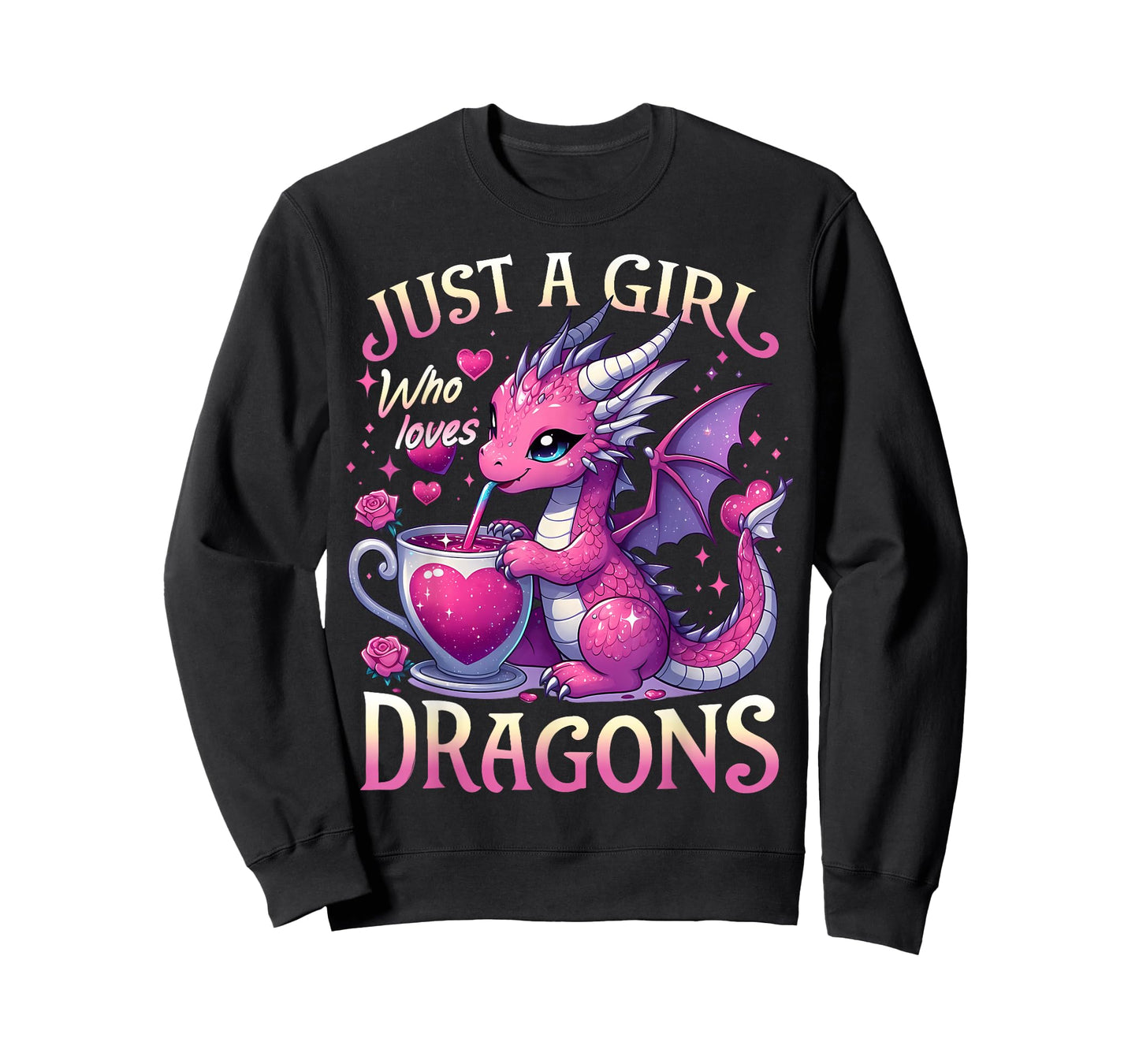 Just A Girl Who Loves Dragons Cute Pink Dragon Heart T-Shirt