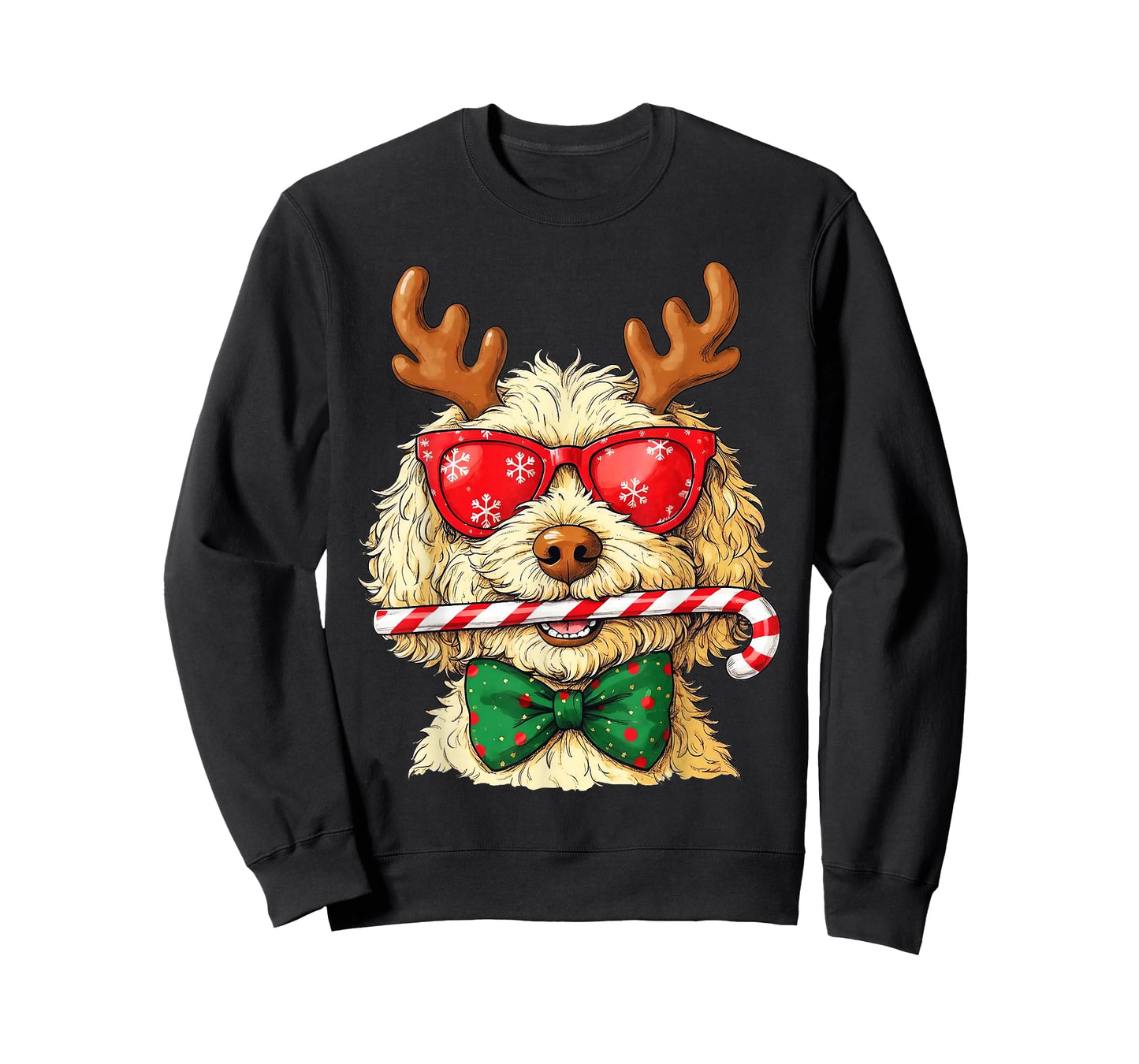 Golden Doodle Christmas Cute Candy Cane Reindoodle Dog T-Shirt