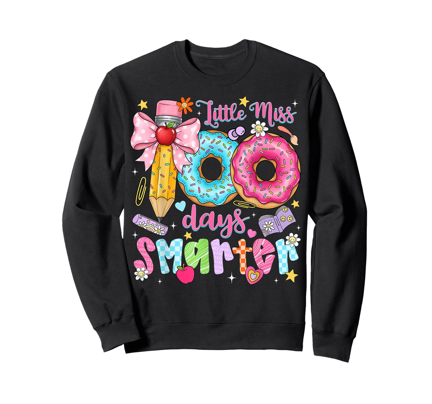 100th Day of School Little Miss 100 Days Smarter Donut Girl T-Shirt