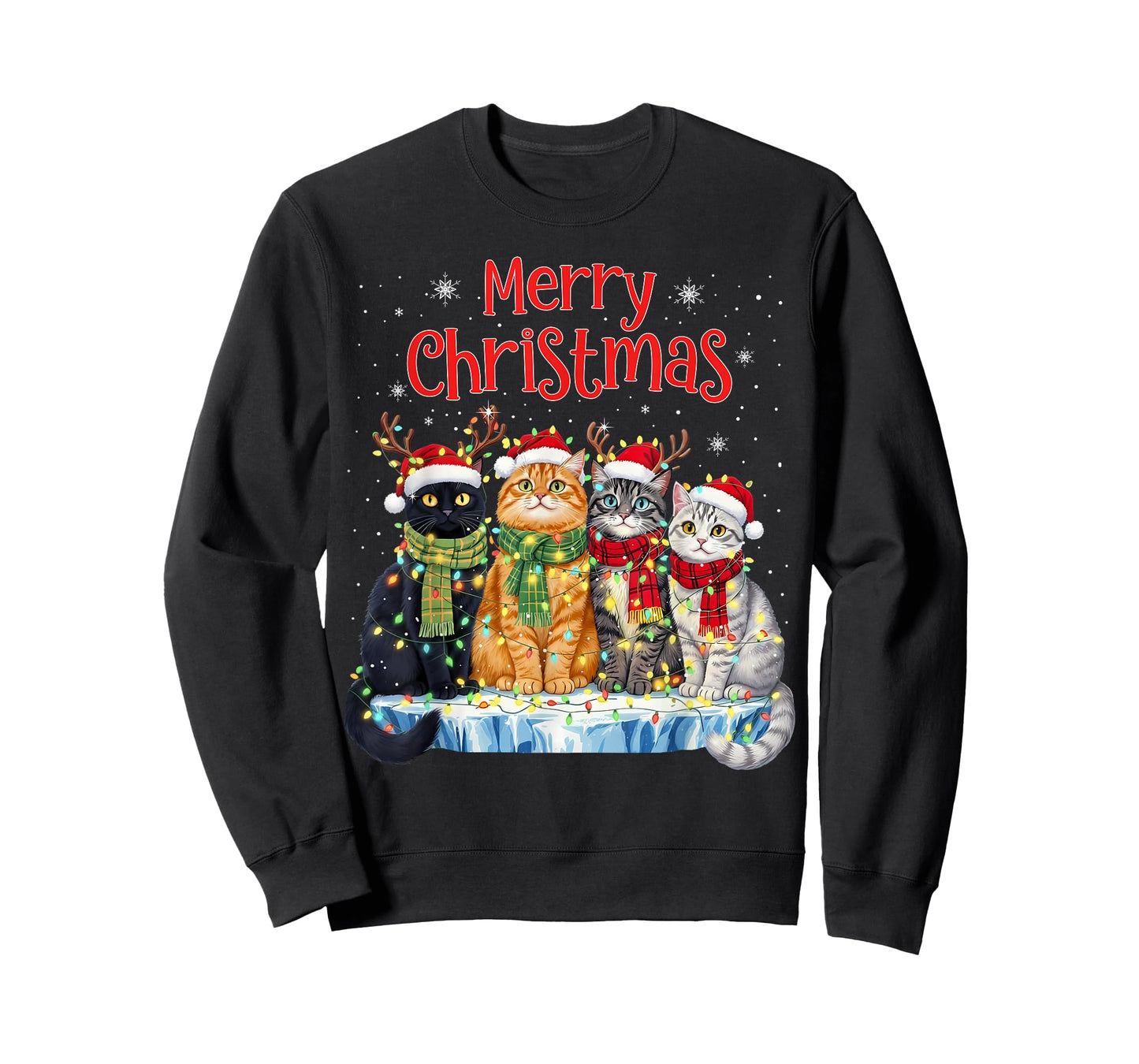 Cute Christmas Cats Funny Xmas Holiday Kitten Lover Graphic T-Shirt