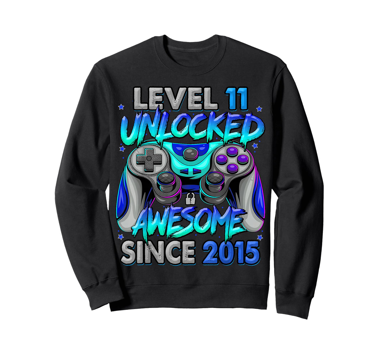 Level 11 Unlocked Awesome Since 2015 11th Birthday Gaming T-Shirt