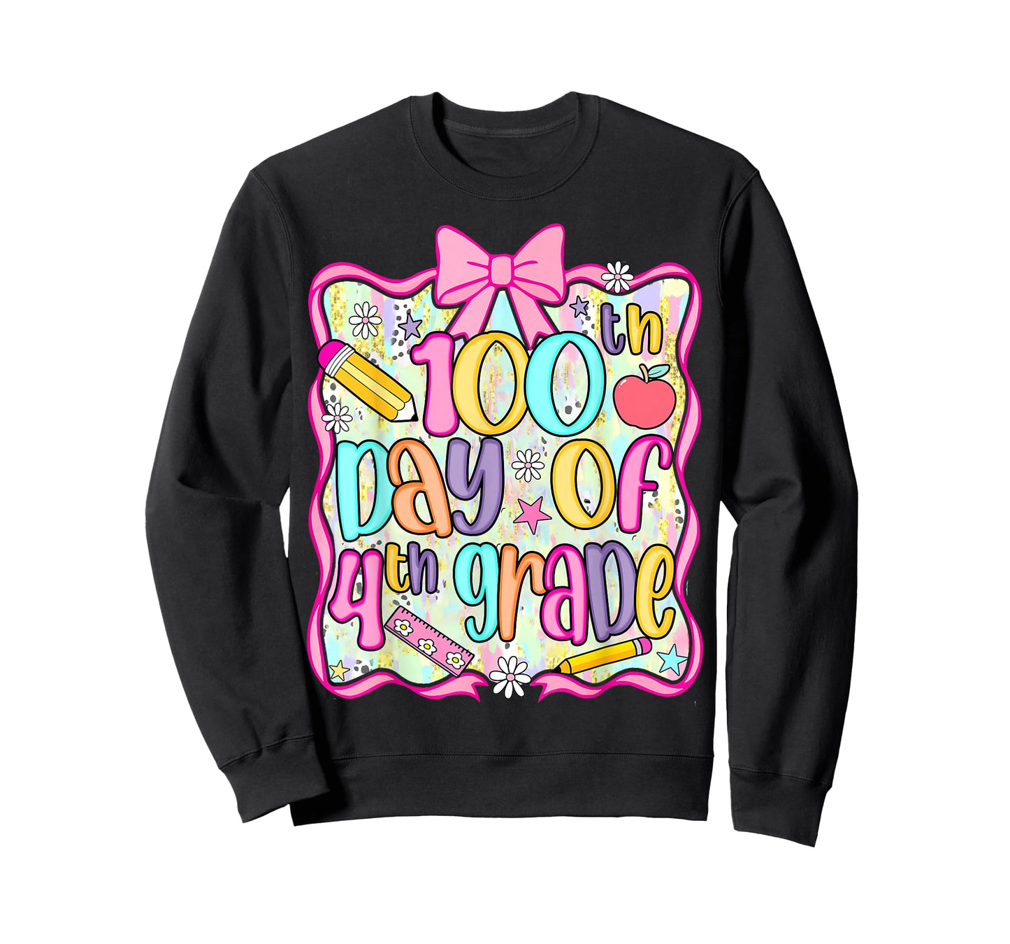 100th Day of 4th Grade Preppy 100 Days of School Bow Girls T-Shirt