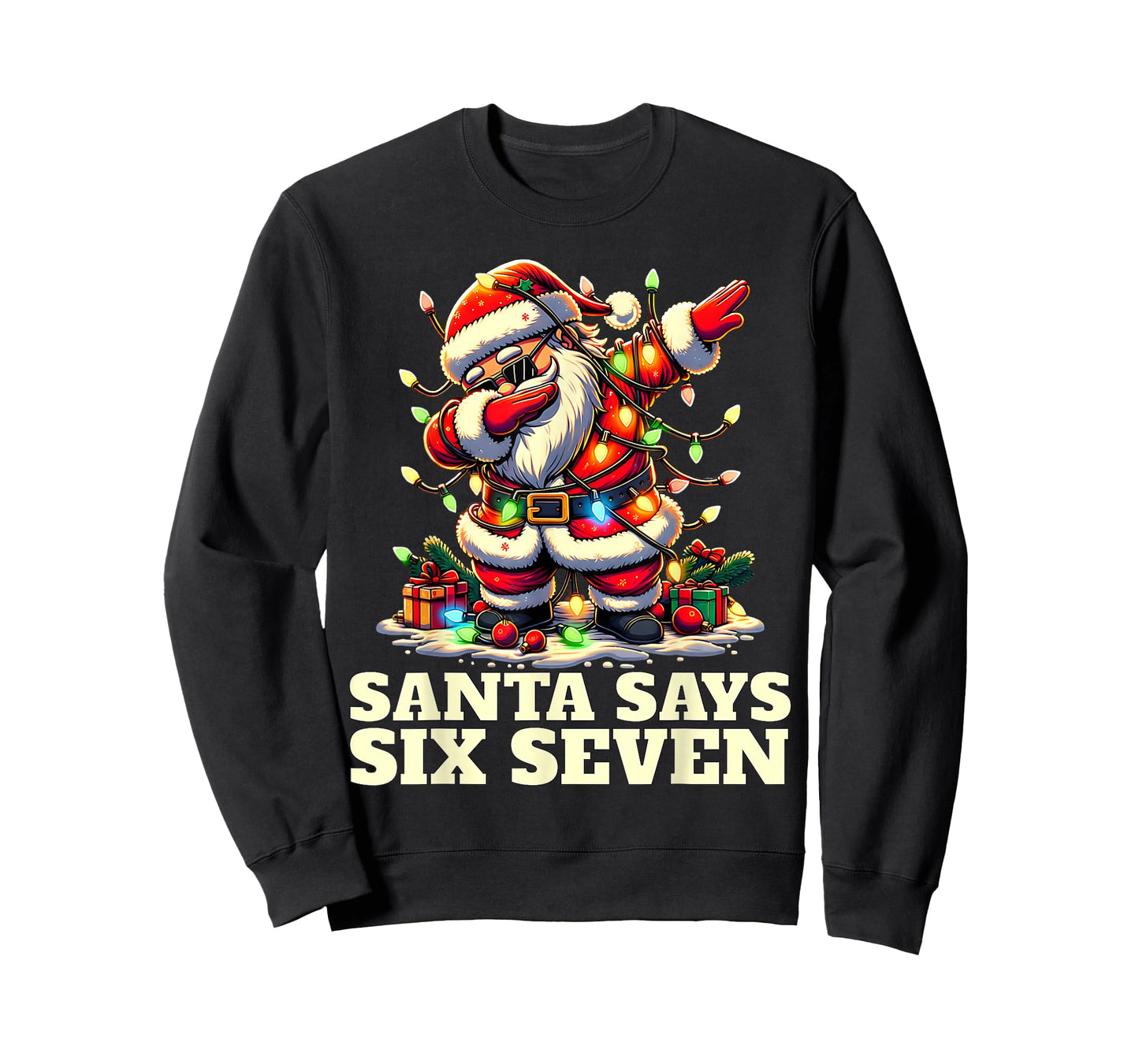 Funny Six Seven Christmas 6-7 Meme Santa 6 7 Santa Says 67 T-Shirt