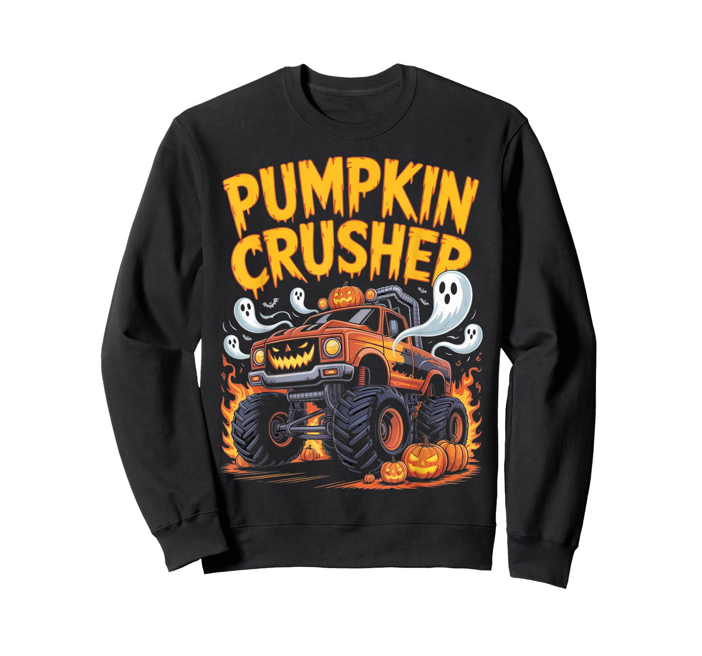 Pumpkin Crusher Monster Truck Ghosts Halloween for Boys T-Shirt