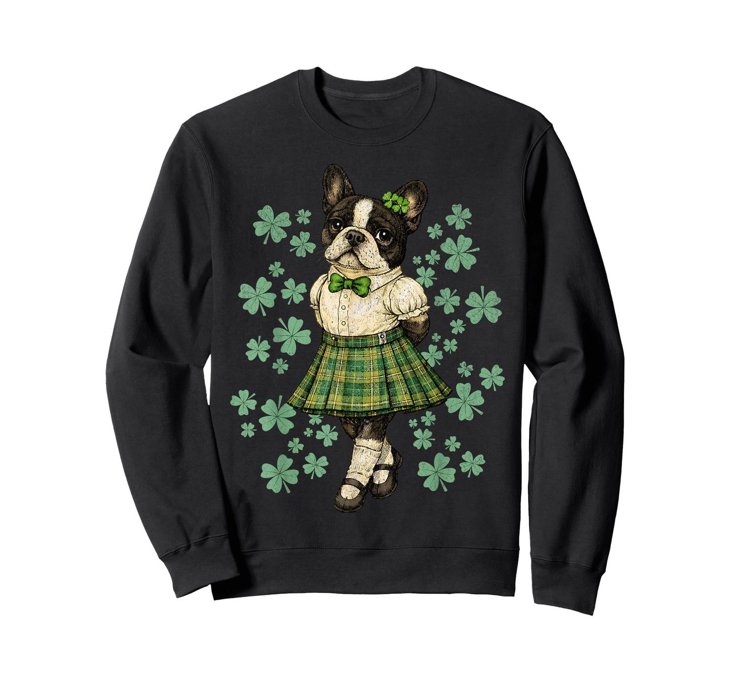Boston Terrier St Patricks Day Irish Clover T-Shirt