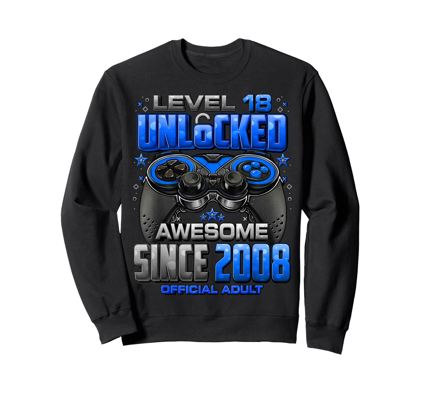 Level 18 Unlocked Awesome Since 2008 18th Birthday Gaming T-Shirt