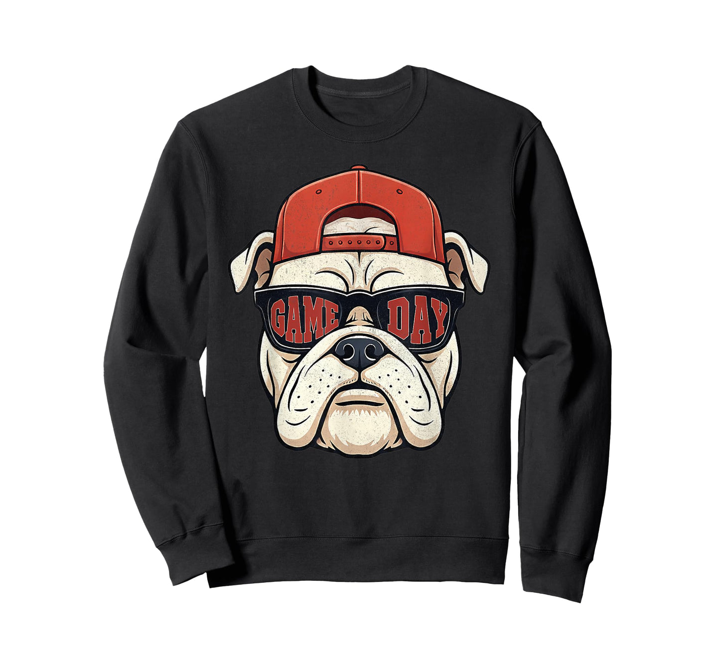 Bulldog Animal Graphic with Cap and Sunglasses T-Shirt