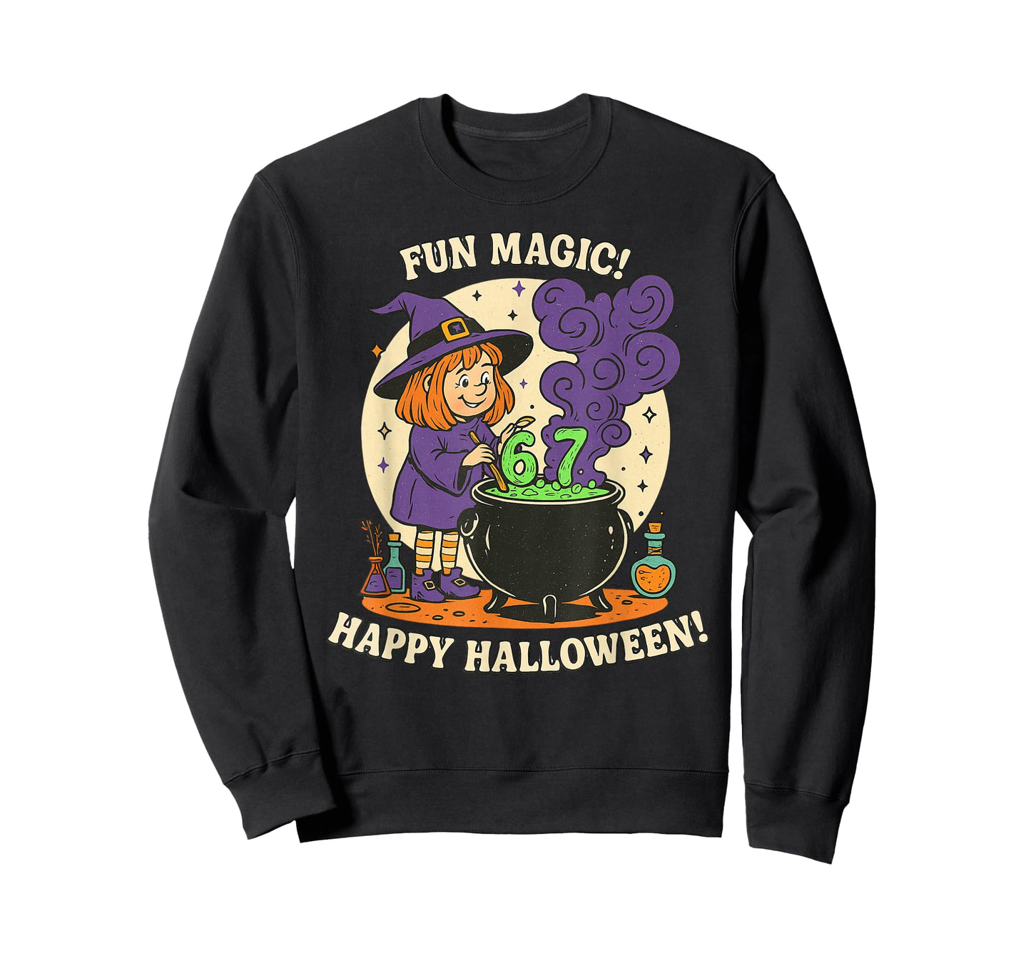 Funny 6 7 Halloween Costume Witch Cute Retro Fun Magic Meme T-Shirt