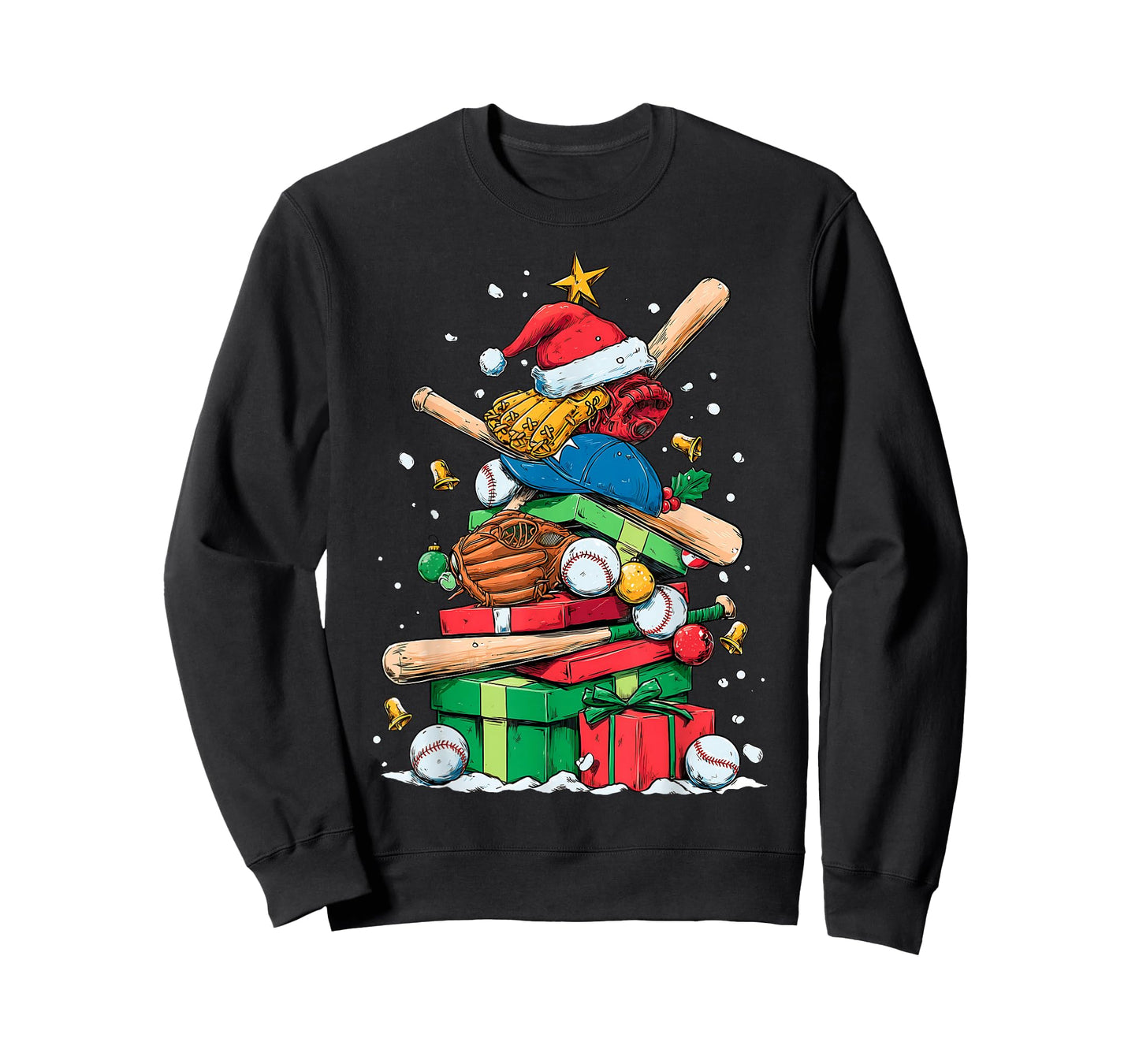 Baseball Player Catcher Bat Christmas Tree Xmas Hat T-Shirt