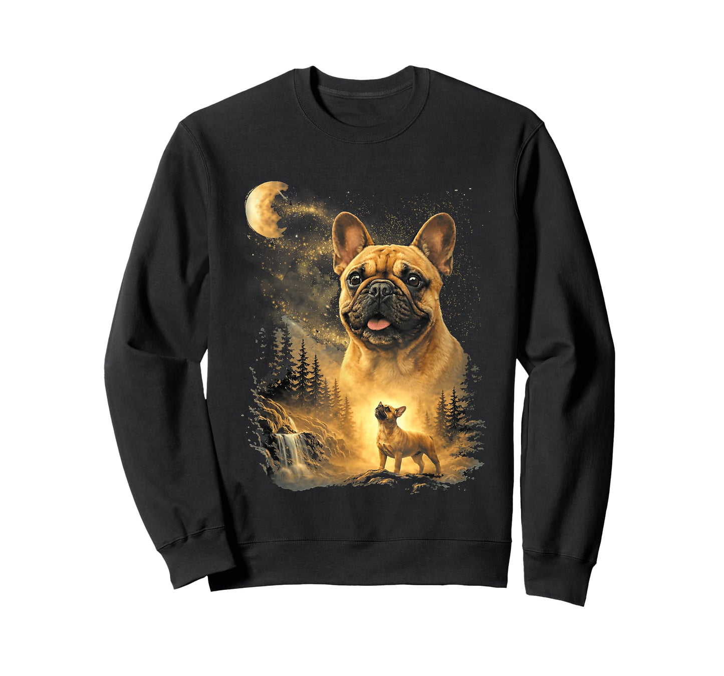 French Bulldog Howling to The Moon Vintage Dog Art T-Shirt