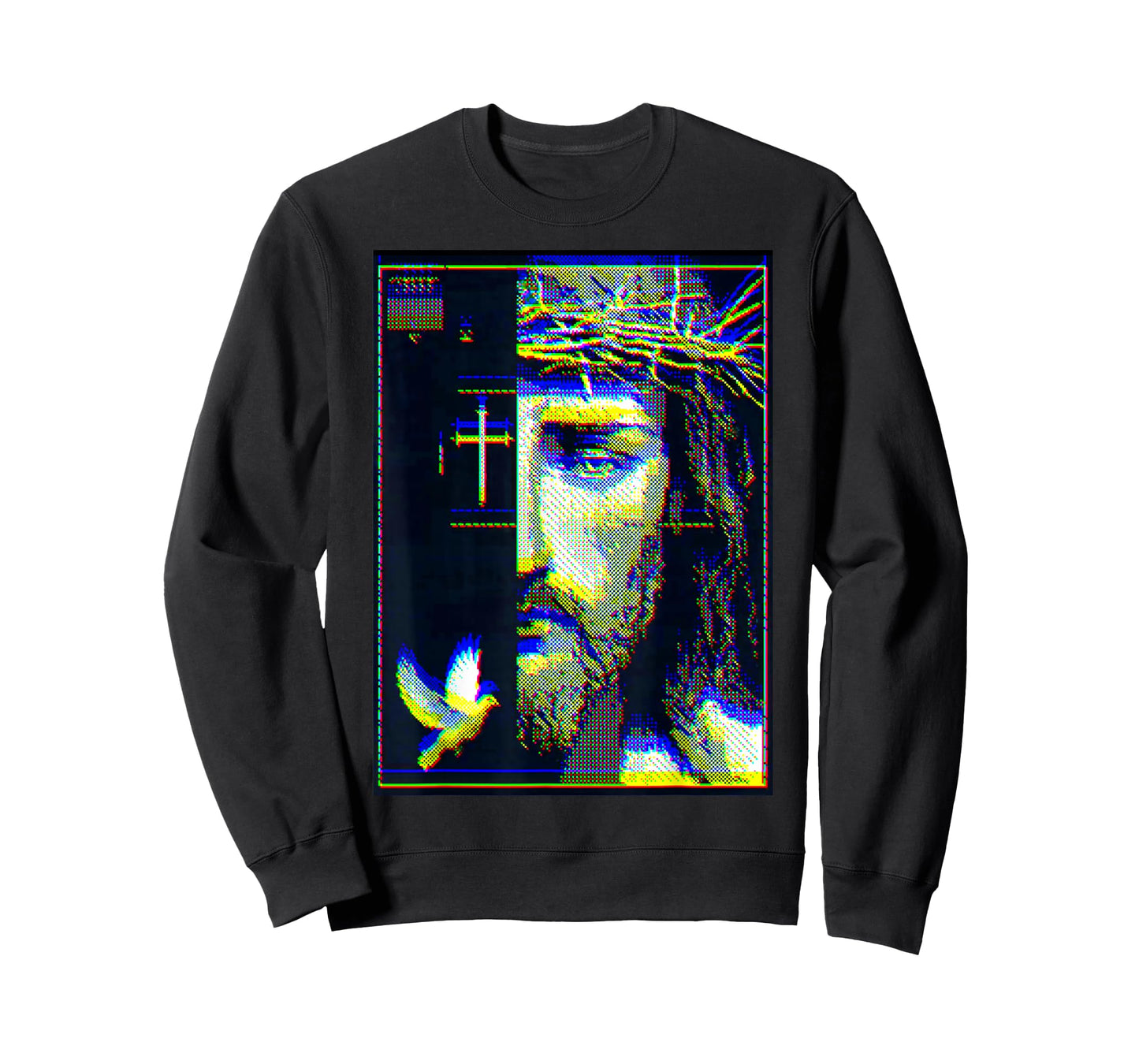 Jesus Christ Glitch Dove Crucifix Streetwear T-Shirt