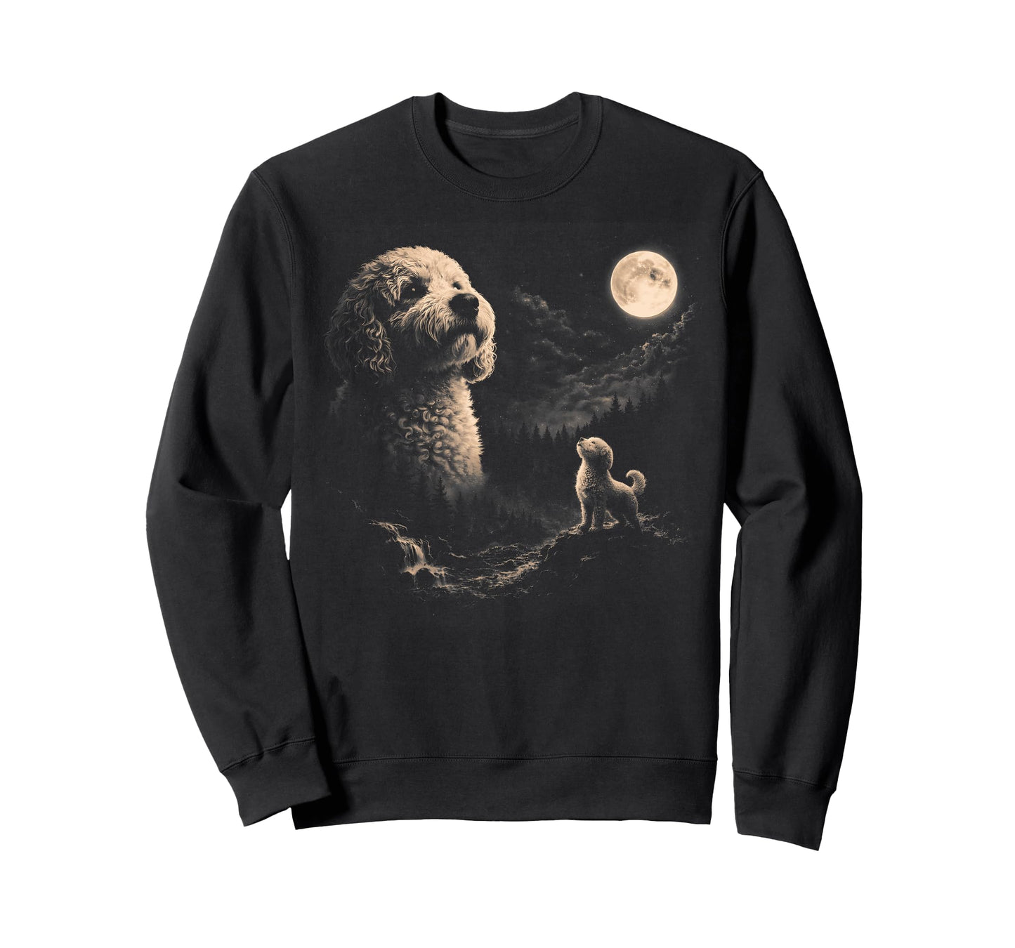 Goldendoodle Howling to The Moon Vintage 90s Retro Animal T-Shirt