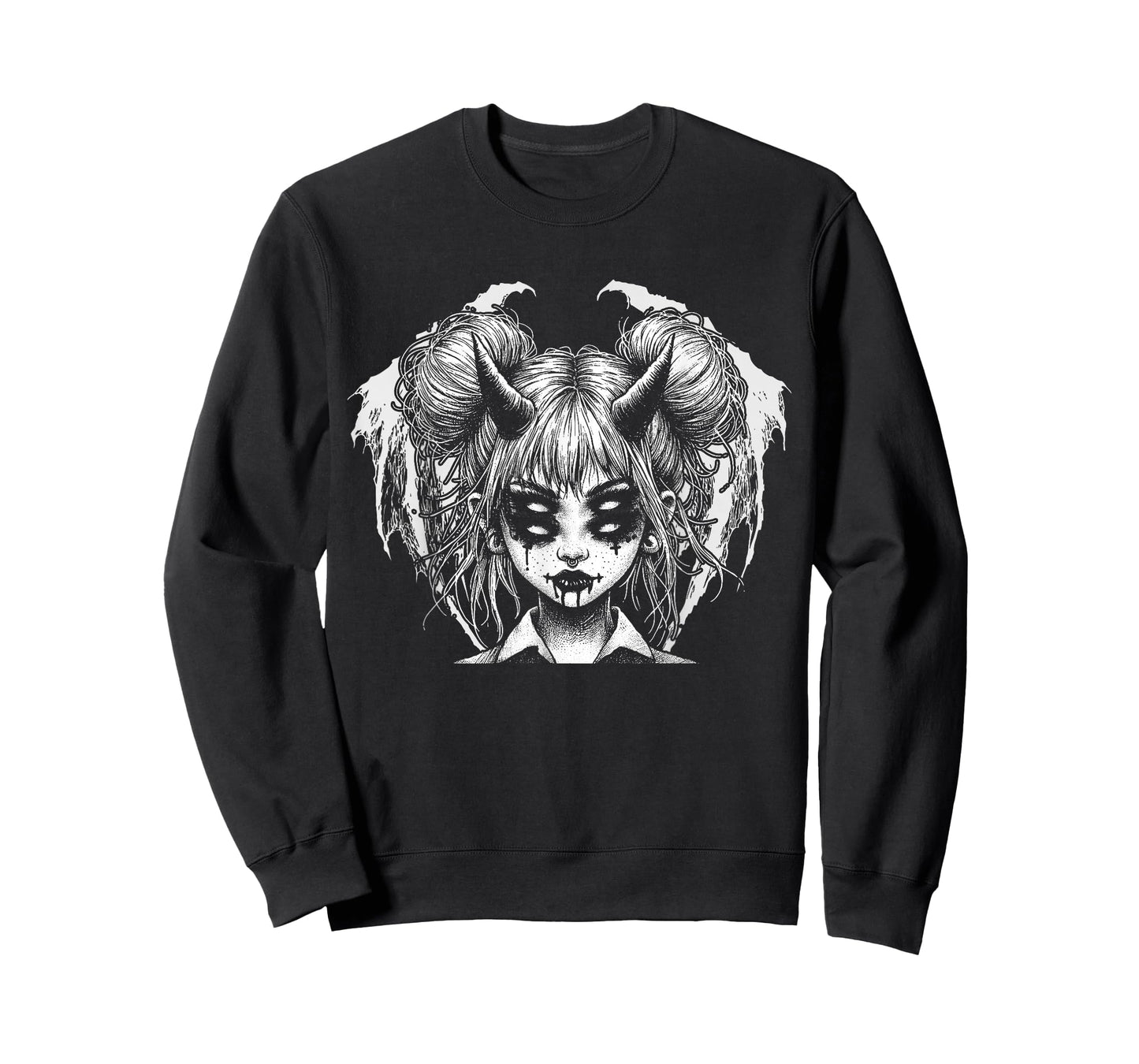 Satanic Devil Halloween Horned Girl Goth Glitch T-Shirt