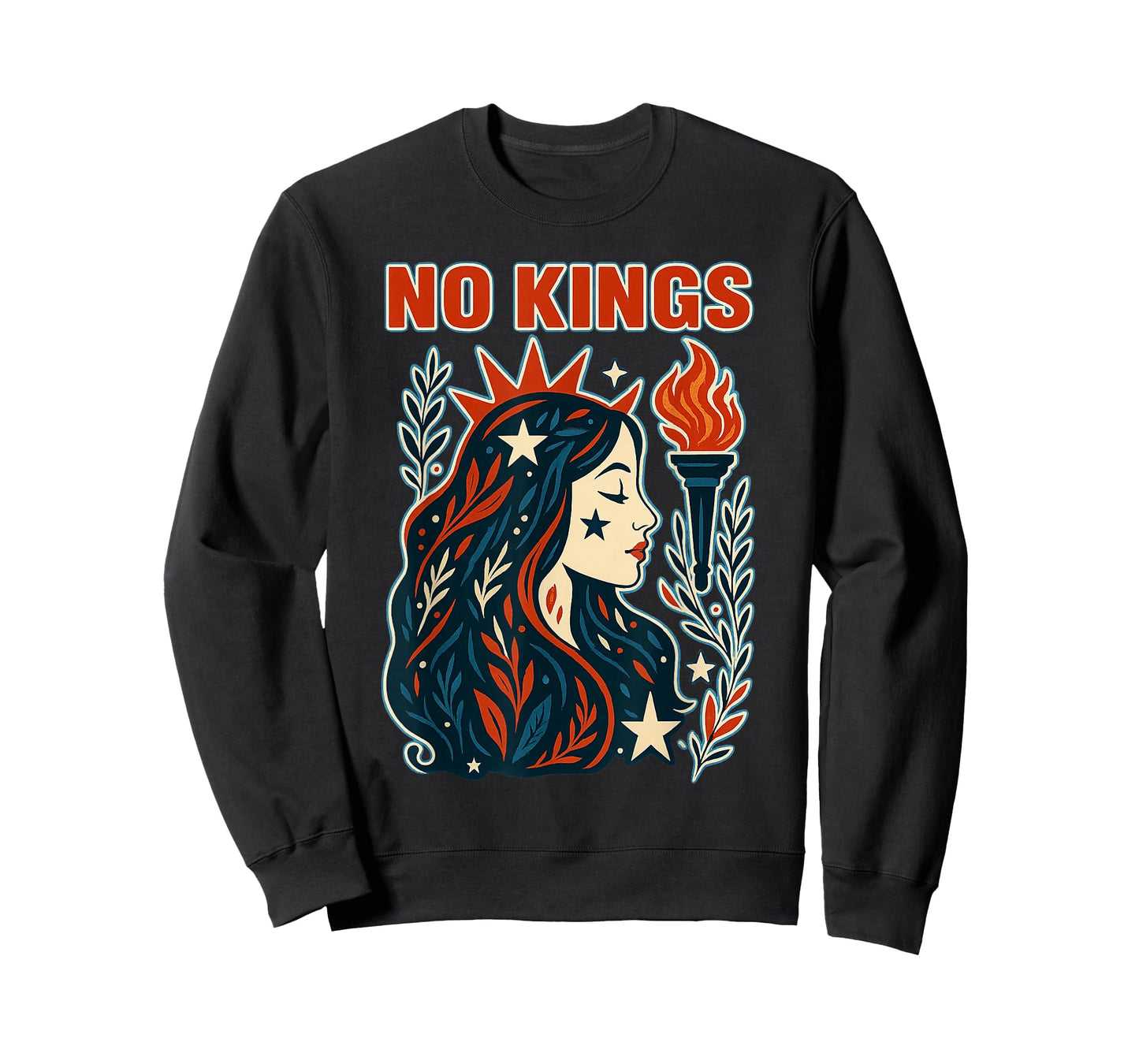 No Kings Retro Patriotic Woman Liberty Womens T-Shirt