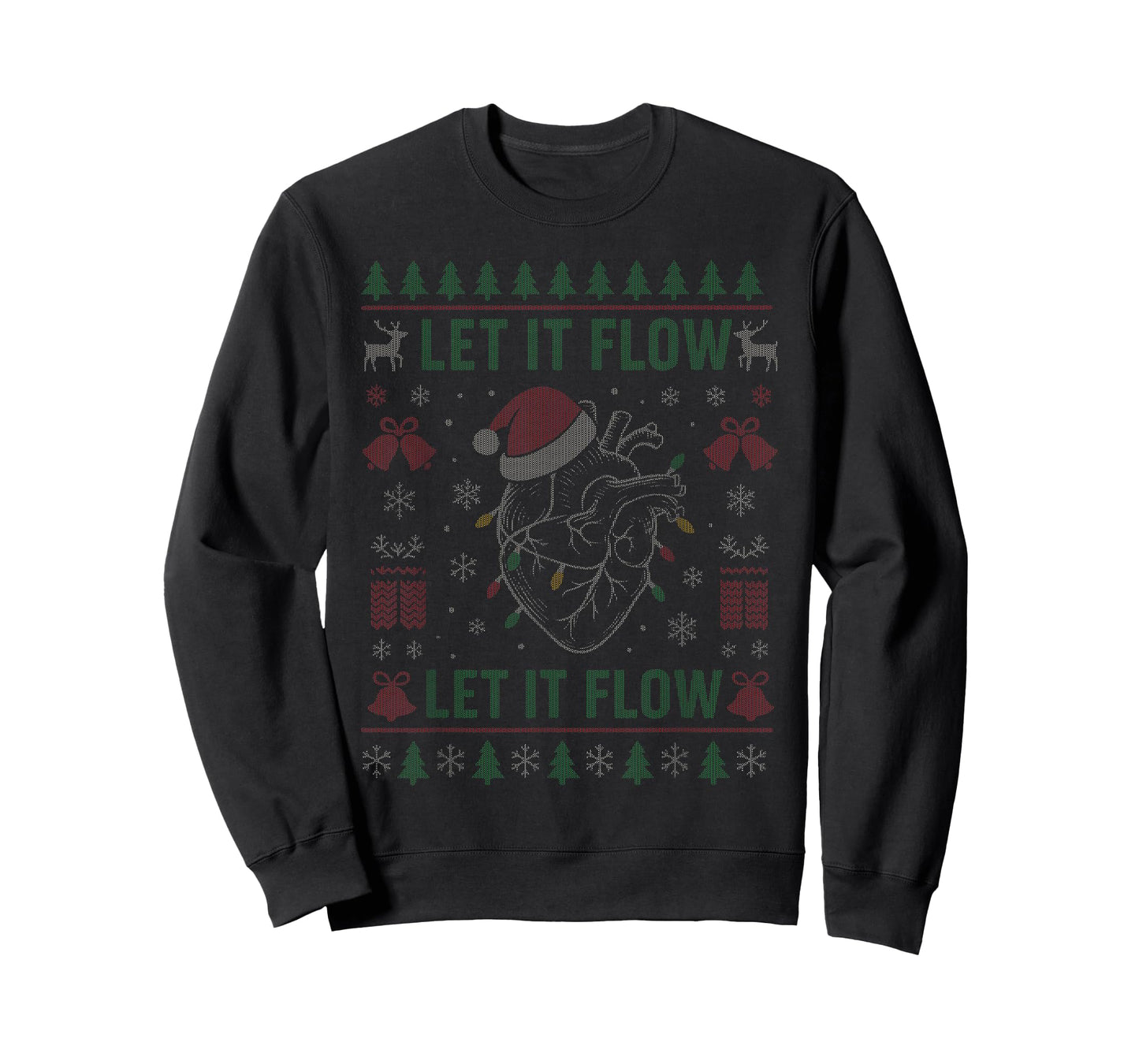 Let It Flow Anatomy Heart Cardiac Nurse Santa Ugly Christmas T-Shirt