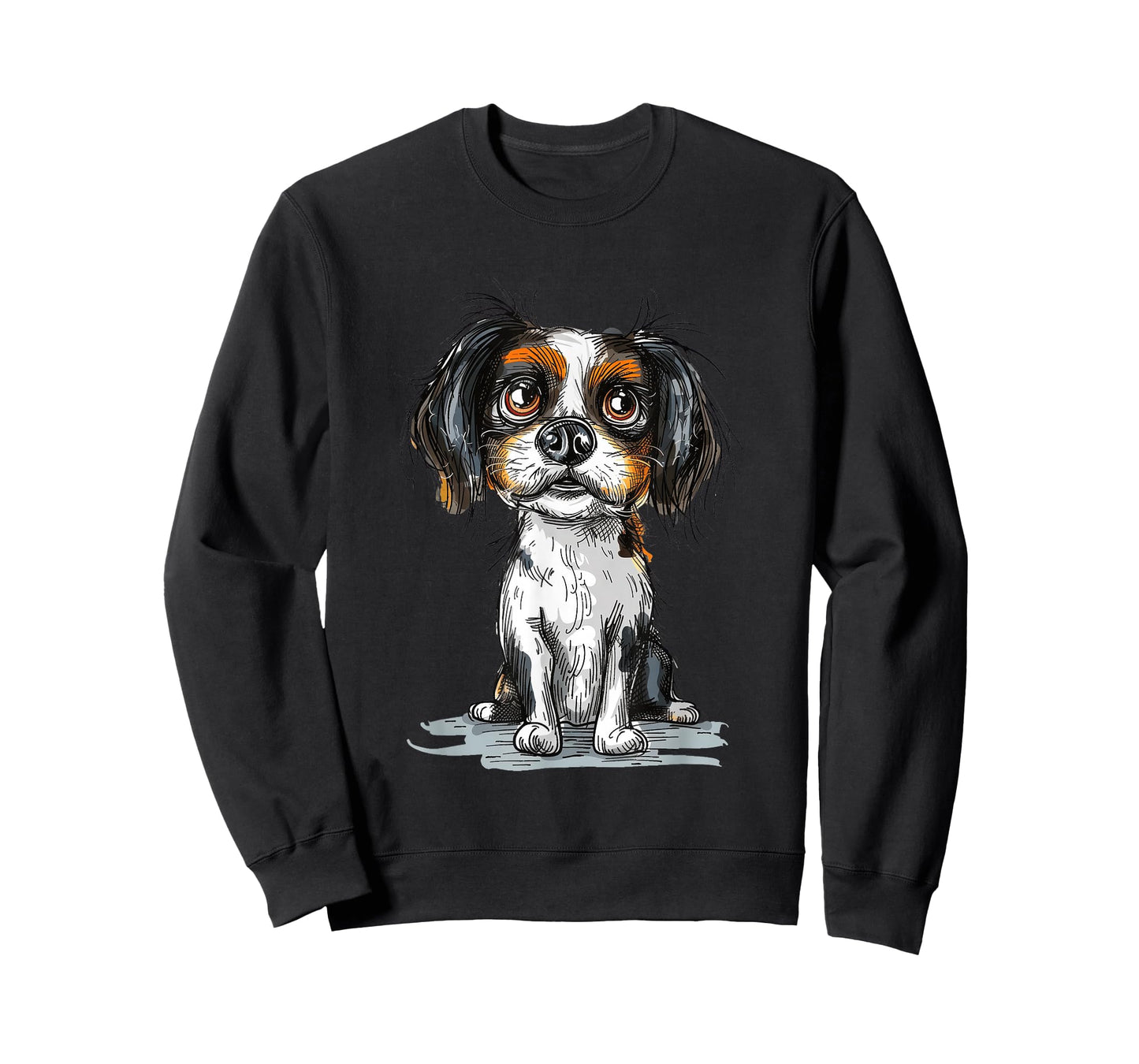 Cute Tricolor Cavalier King Charles Spaniel Puppy Dog Art T-Shirt