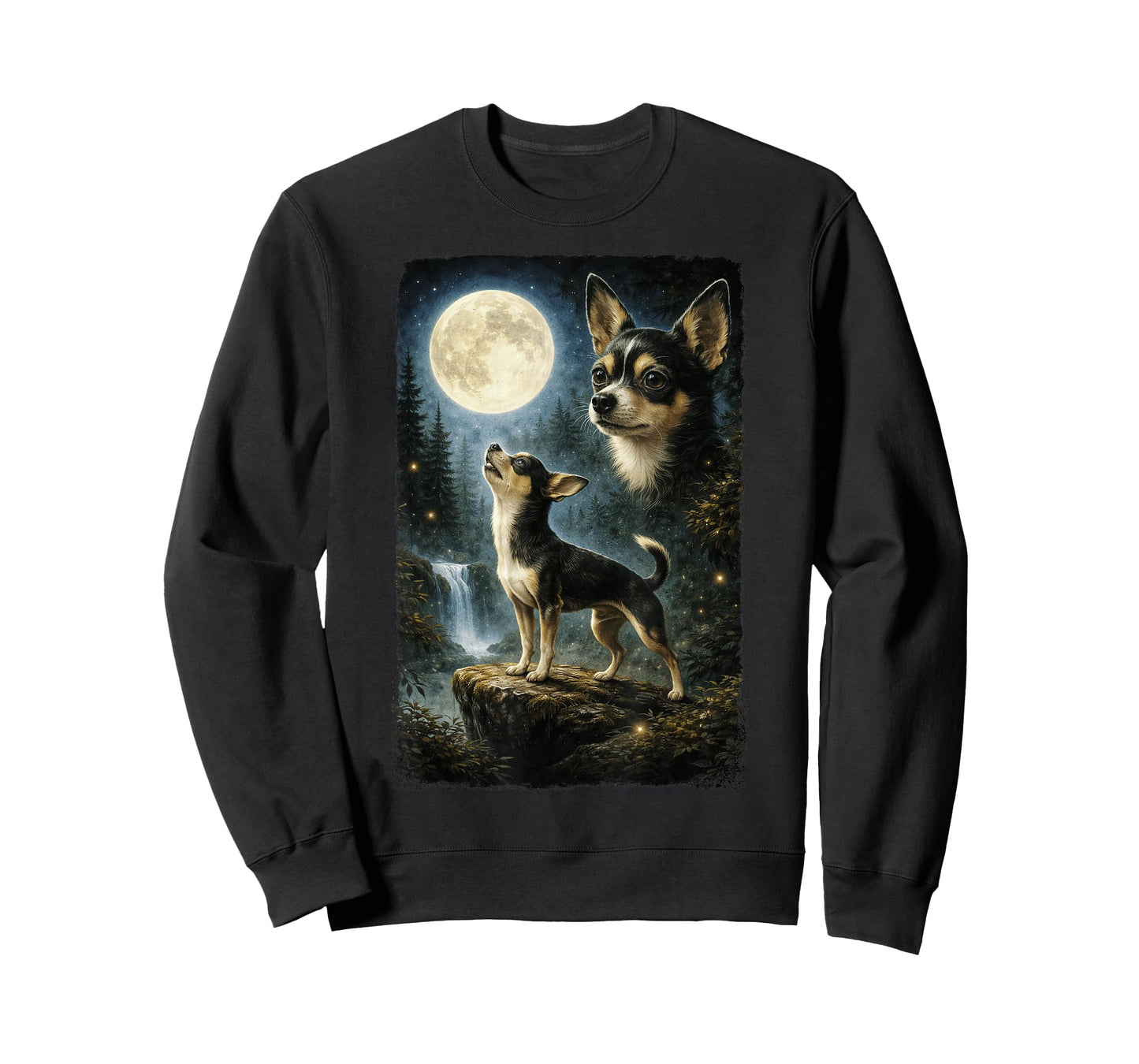 Funny Chihuahua Art Design Chihuahua Howling at The Moon T-Shirt