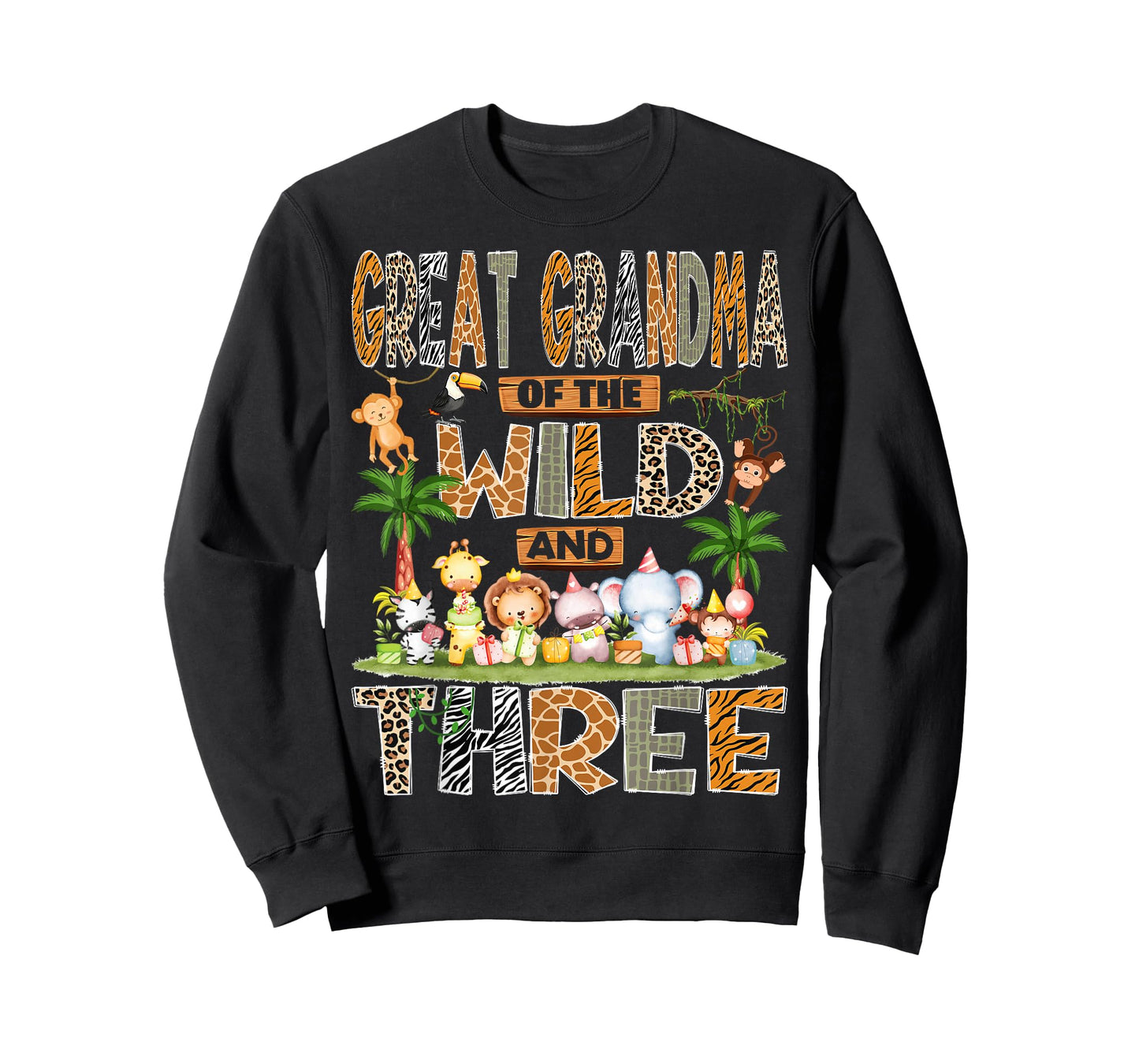 Great Grandma of The Wild & Three 3rd Birthday Boy Safari T-Shirt