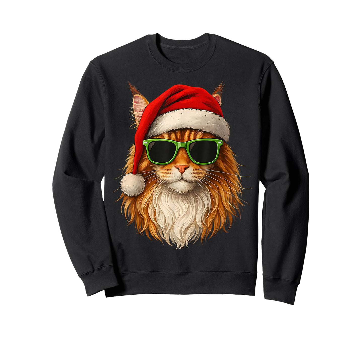 Meowy Catmas Santa Hat Maine Coon Cat Christmas Pajamas T-Shirt