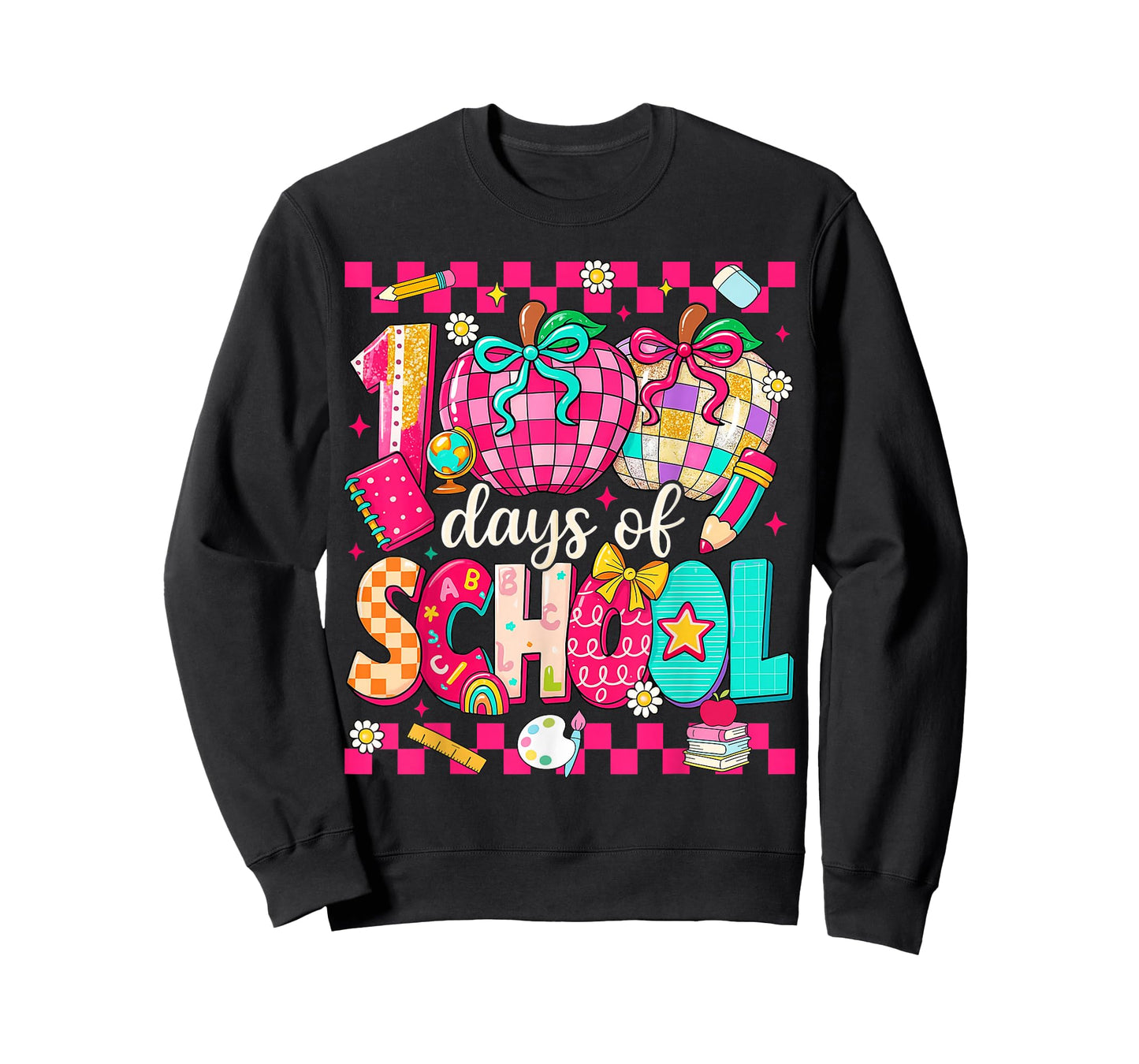 100 Days of School Disco Ball Teacher Girls Coquette T-Shirt