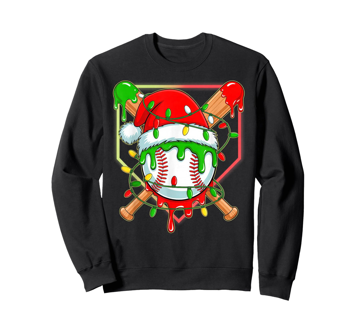 Baseball Christmas Tree Light Xmas Baseball Boys Kids T-Shirt