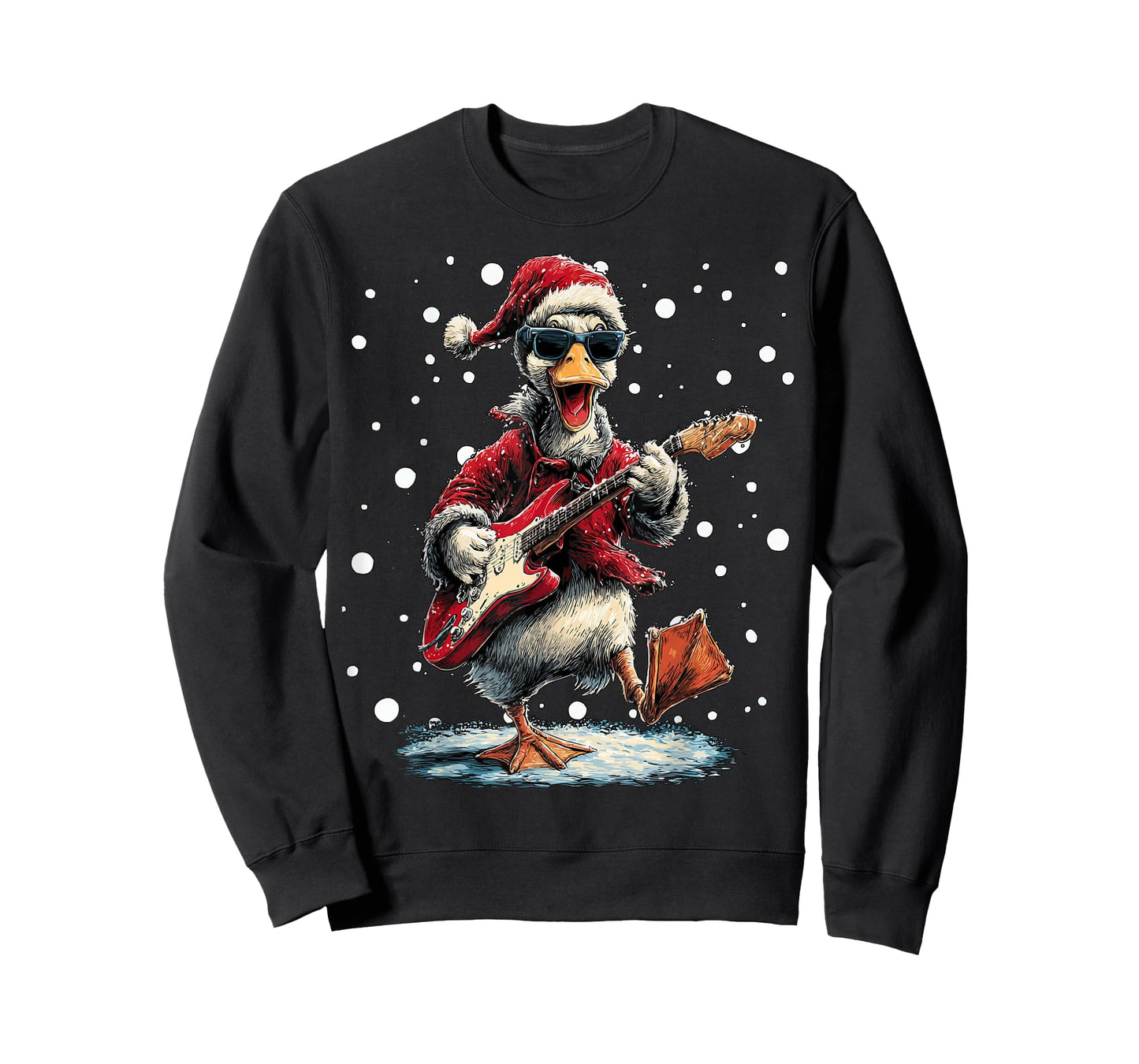 Christmas Duck Playing Guitar Funny Musician Animal Music T-Shirt