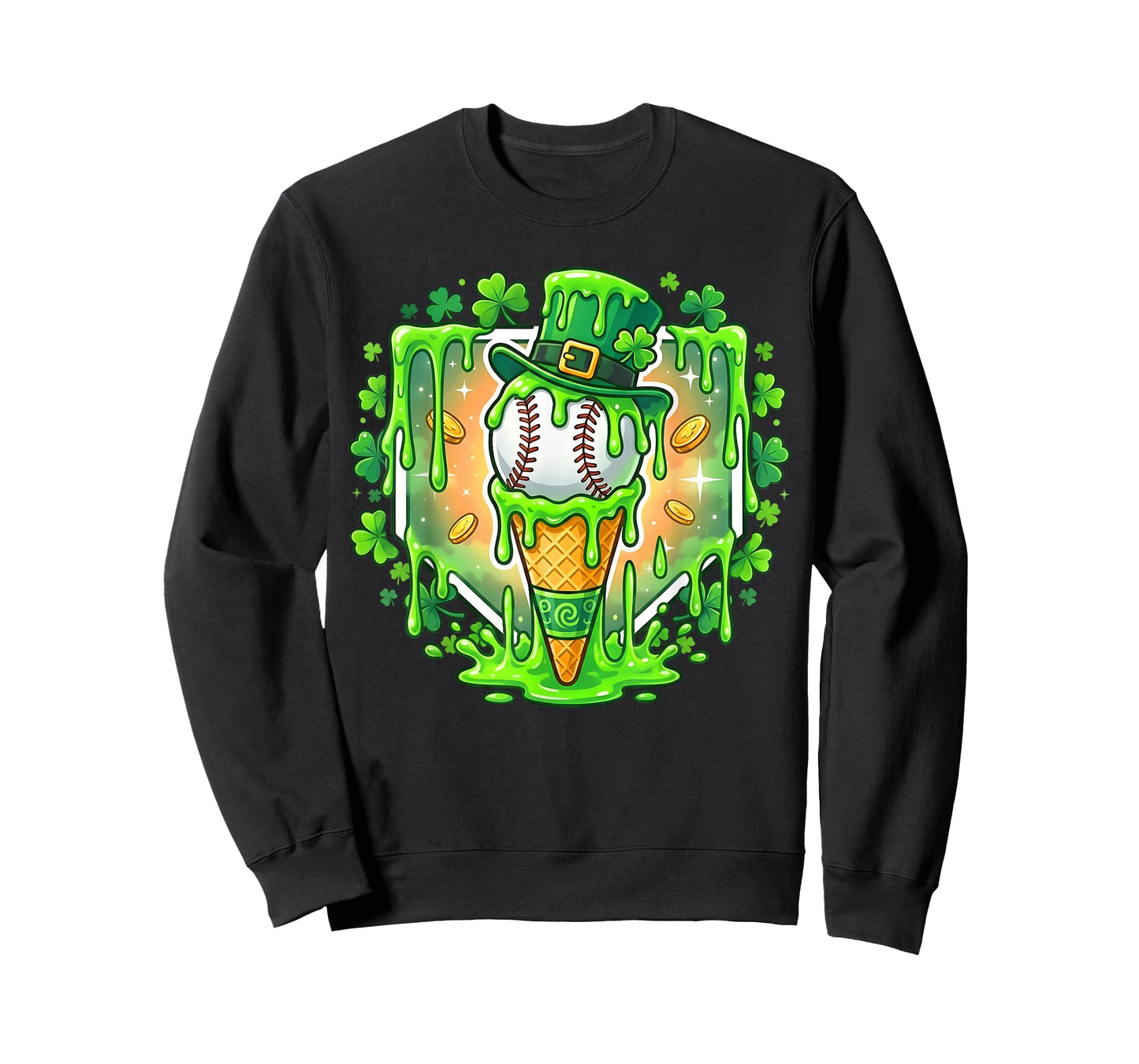 St Patrick Day Baseball Drip Ice Cream Baseball Home Plate T-Shirt