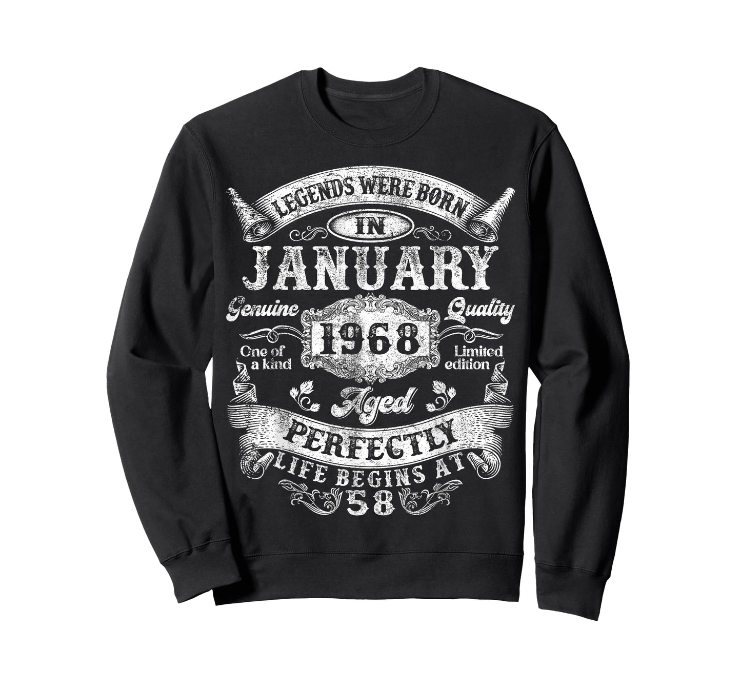 Legends were Born in January 1968 Vintage 58th Birthday Men T-Shirt