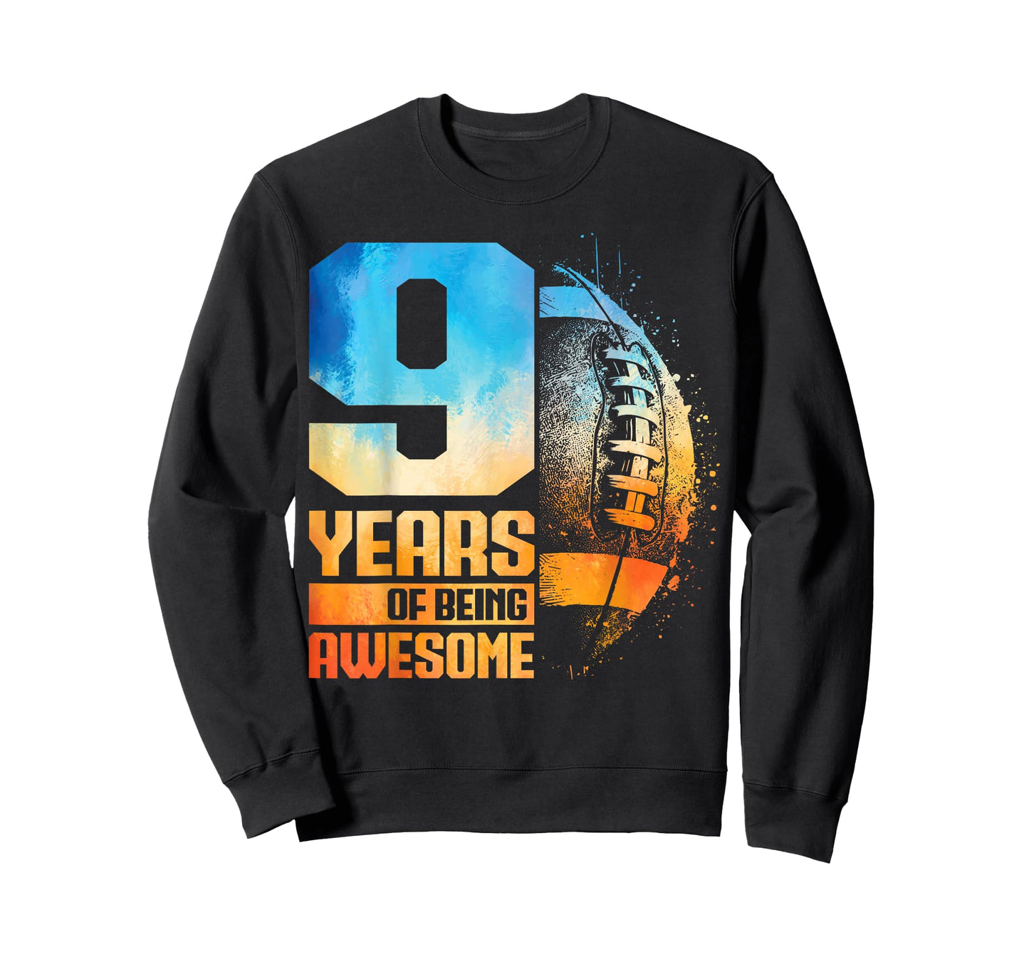 9th Birthday Retro American Football 9 Years Old Boy Girl T-Shirt