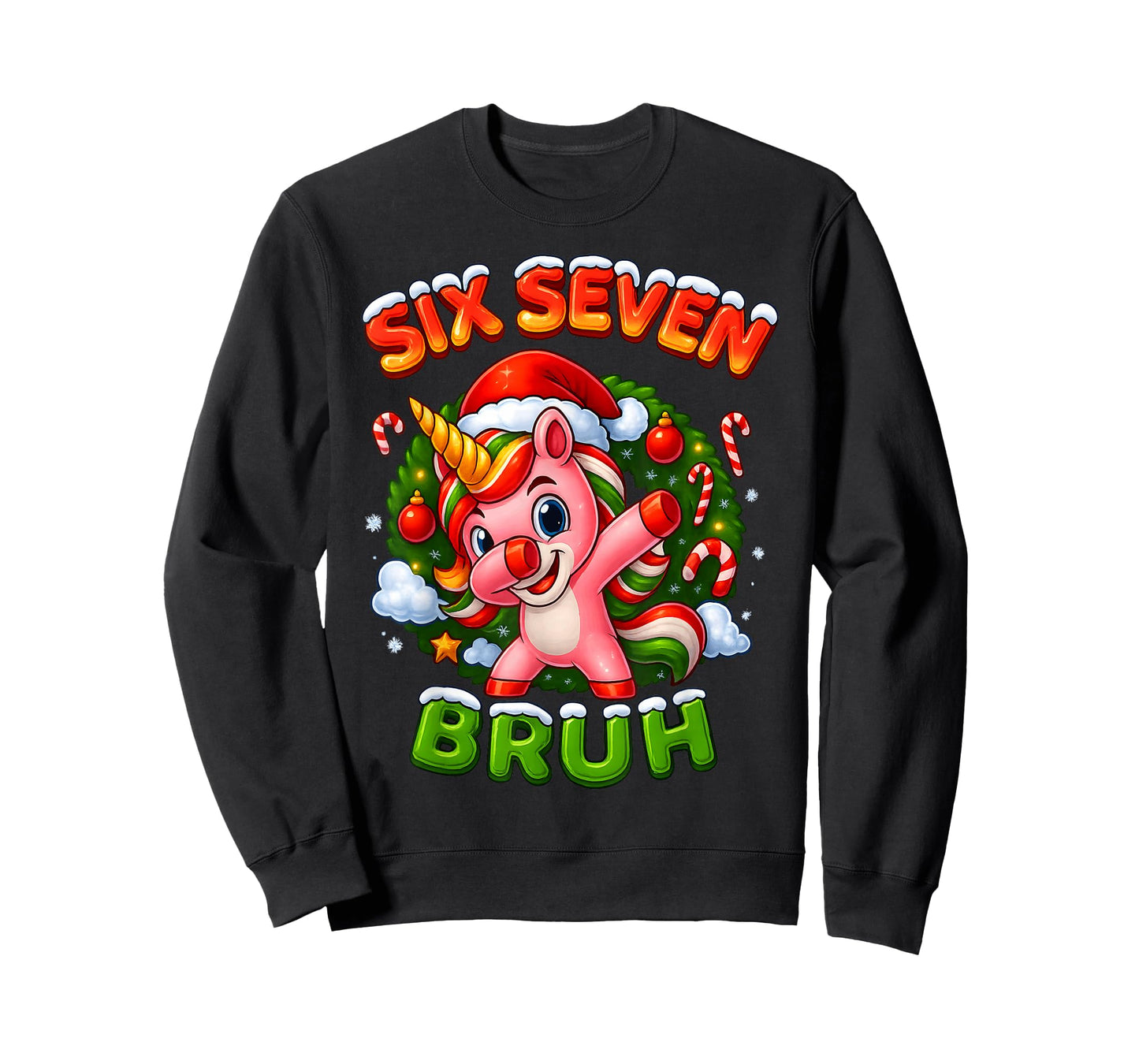 67 Unicorn Christmas Dabbing for Girls Kids 6 7 Meme Bruh T-Shirt