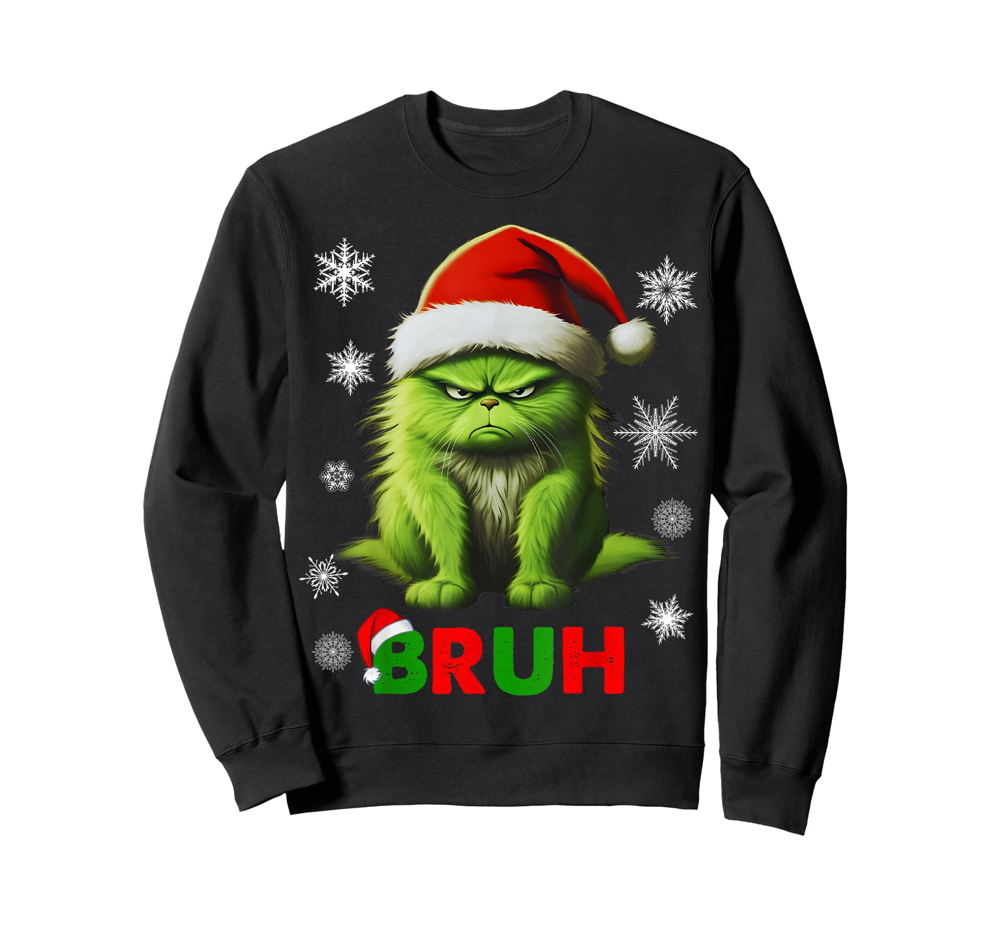 Funny Christmas Cat Bruh Y2K Xmas Meowy Cat Lovers Santa Hat T-Shirt