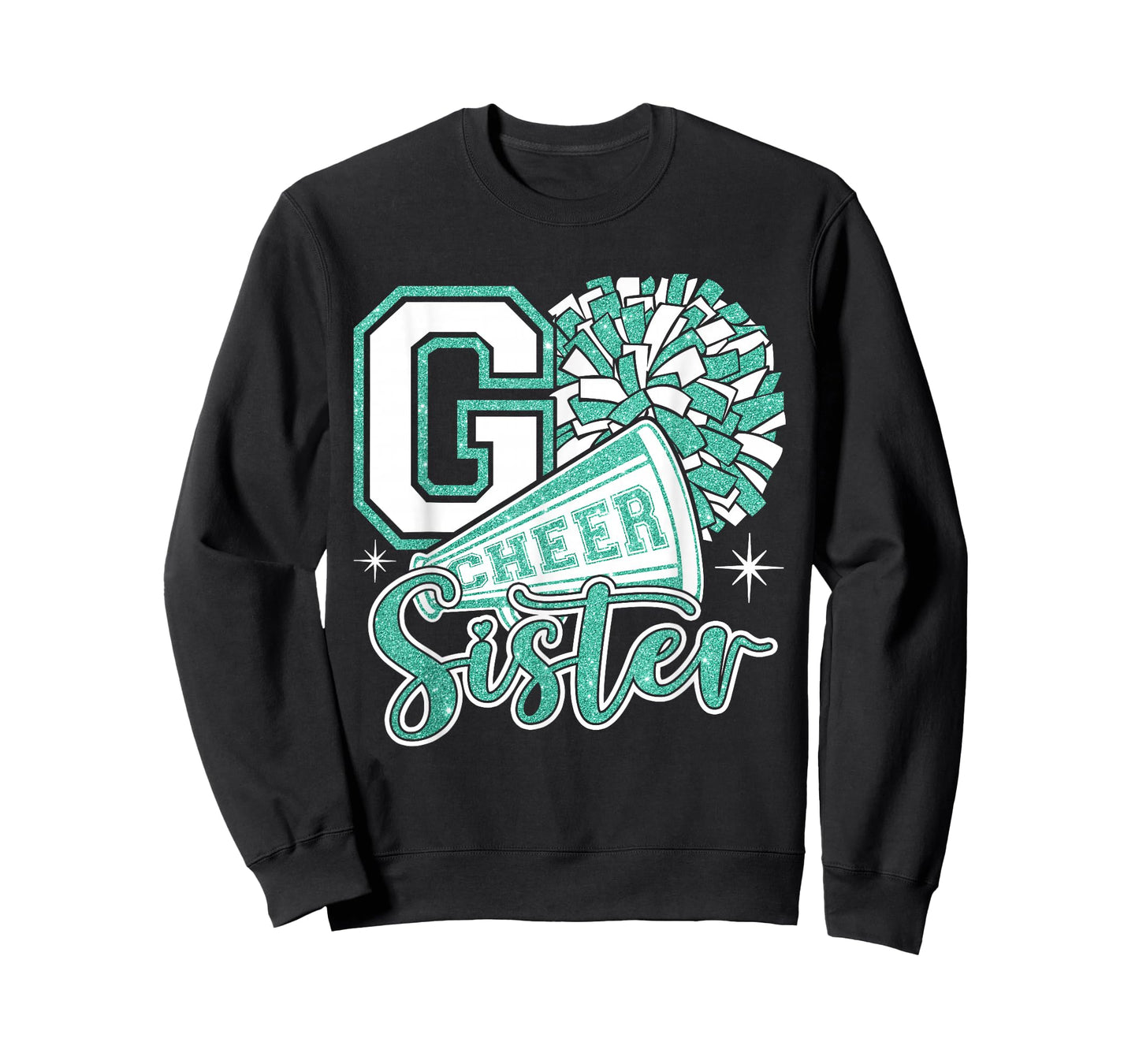GO Cheer Sister Sport Cheerleader Cheerleading Teal Blue T-Shirt