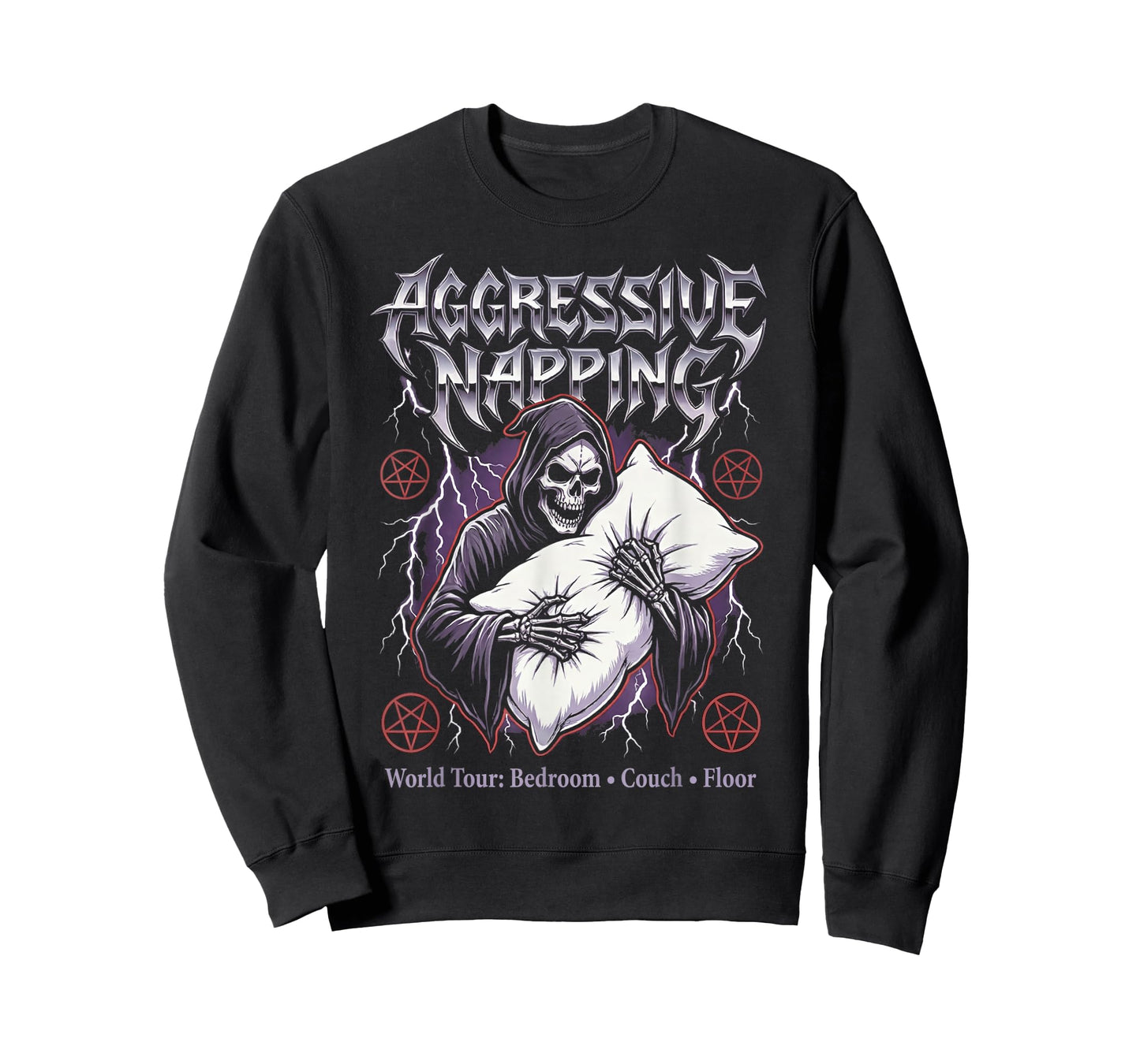 Aggressive Napping Funny Heavy Metal Grim Reaper Sleep T-Shirt