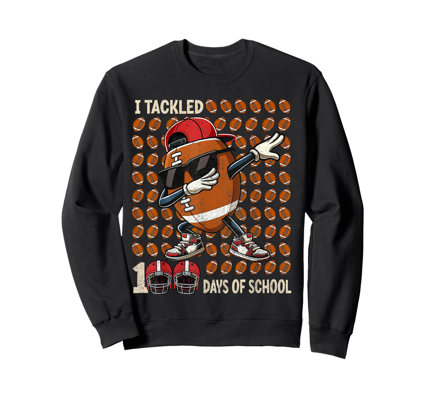 I Tackled 100 Days of School Dabbing Football Boy 100th Day T-Shirt