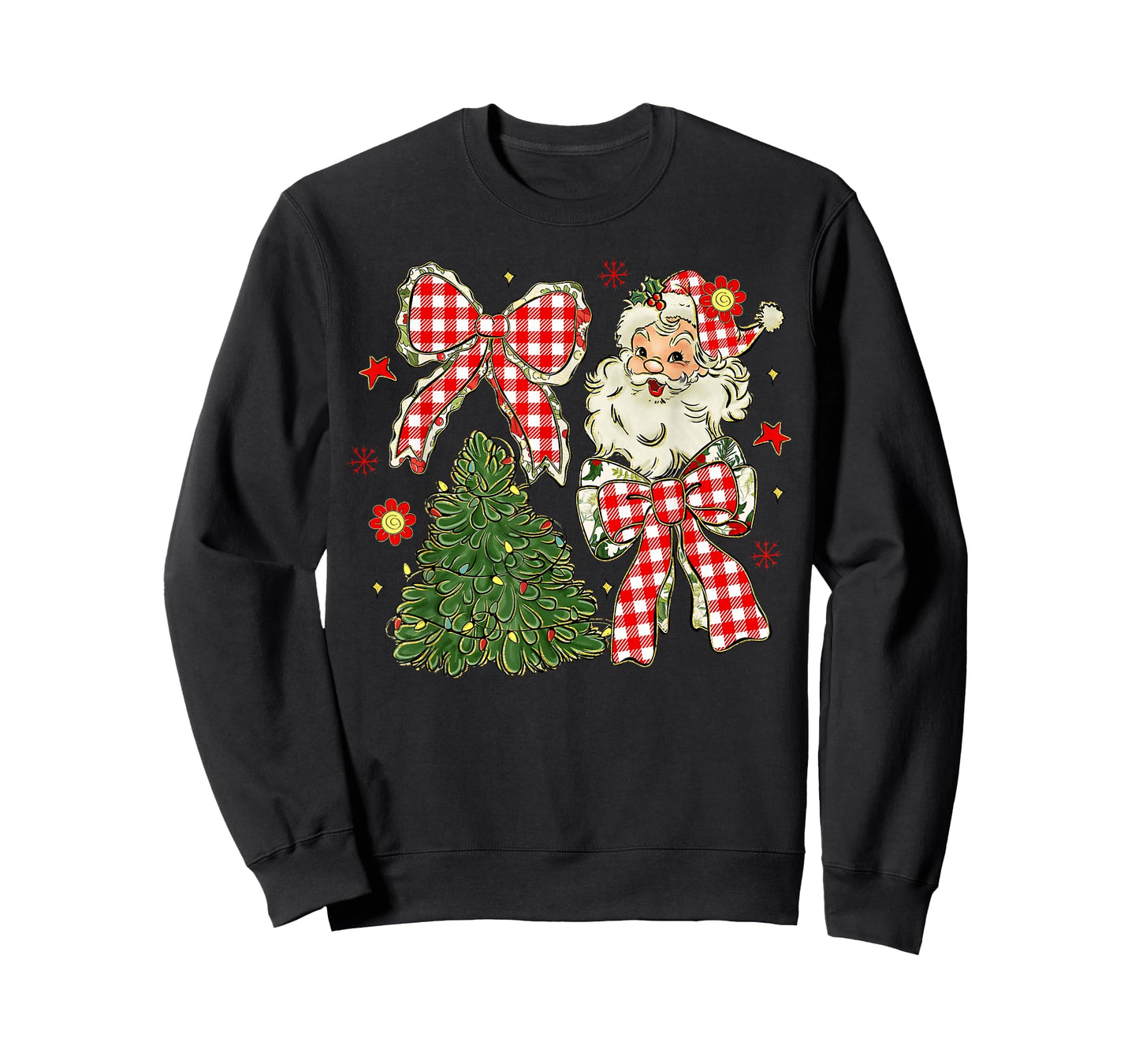 Coquette Bow Christmas Xmas Tree Holiday Santa Claus Girly T-Shirt