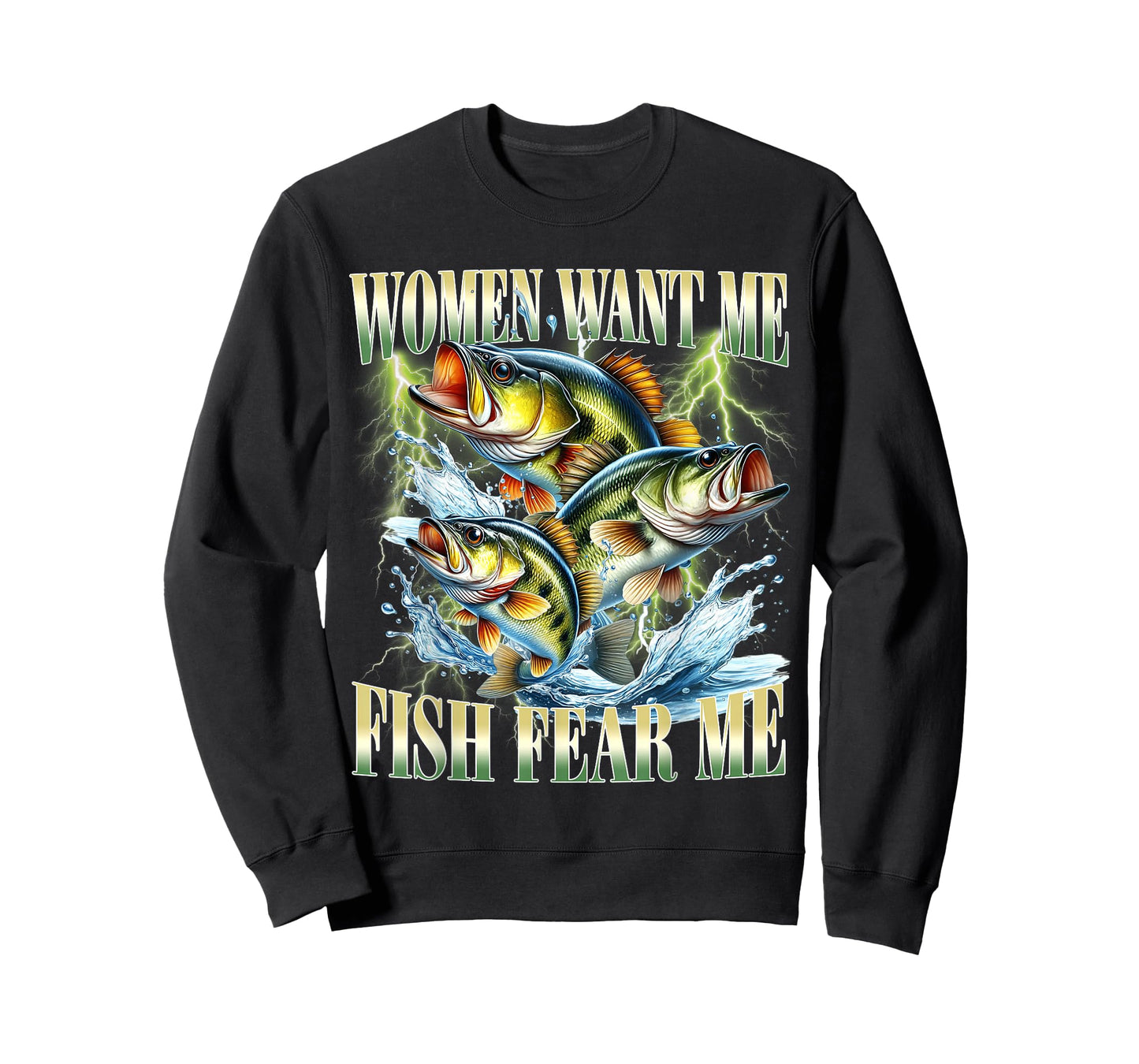 Vintage Women Want Me Fish Bass Fear Me Funny Fishing Men T-Shirt