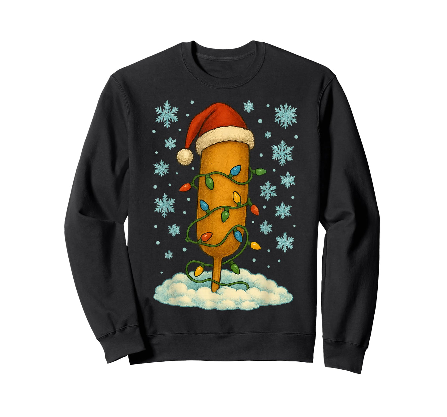 Christmas Lights Wrapped On Cute Corndog Carnival Food Lover T-Shirt