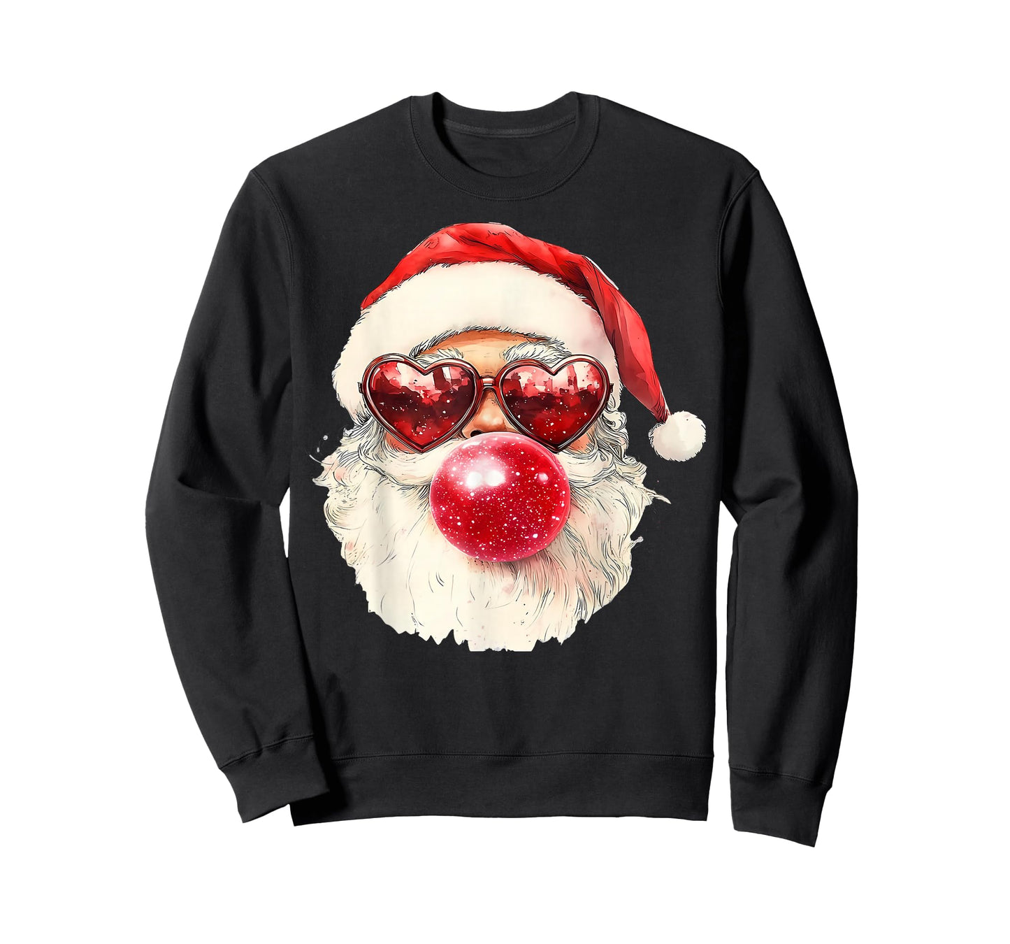 Cute Retro Santa Christmas Blowing Bubble Gum Vintage Girly T-Shirt