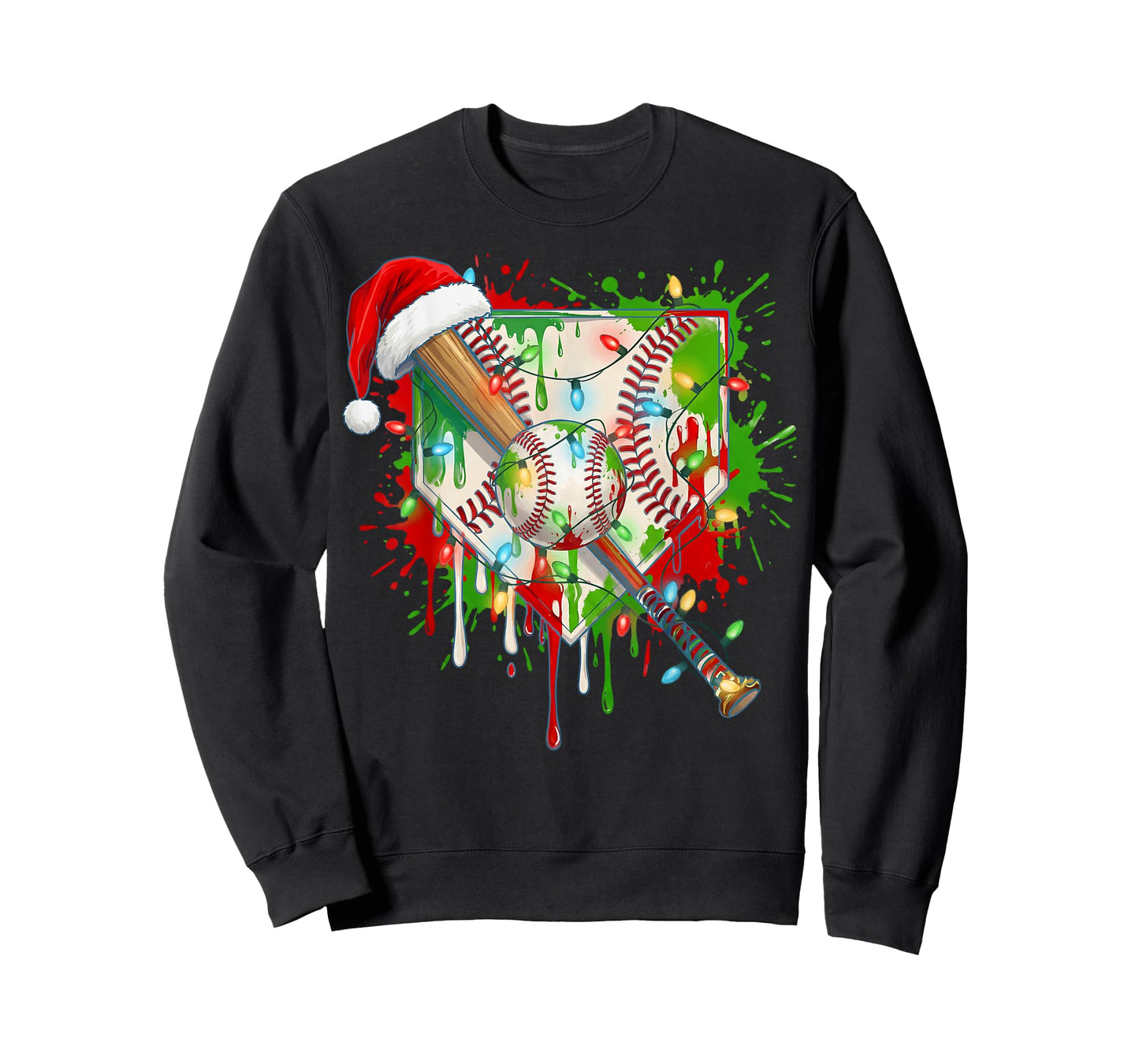Santa Sports Ice Baseball Christmas Xmas Pajama Kid Men Boys T-Shirt