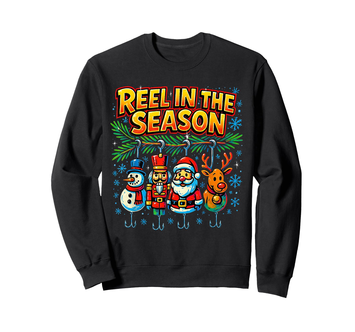 Reel in The Season Funny Fishing Christmas Design T-Shirt
