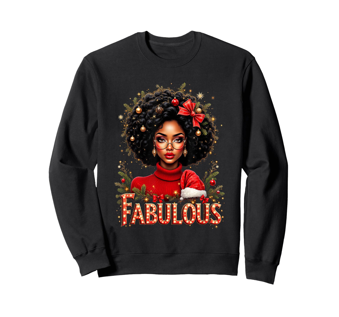 Christmas African American Melanin Afro Sleigh Queen T-Shirt