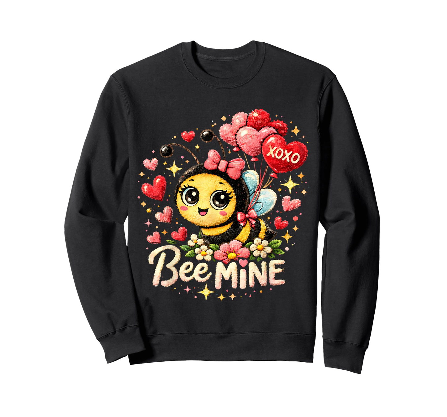 Bee Mine Cute Valentine with Balloons and Flowers T-Shirt