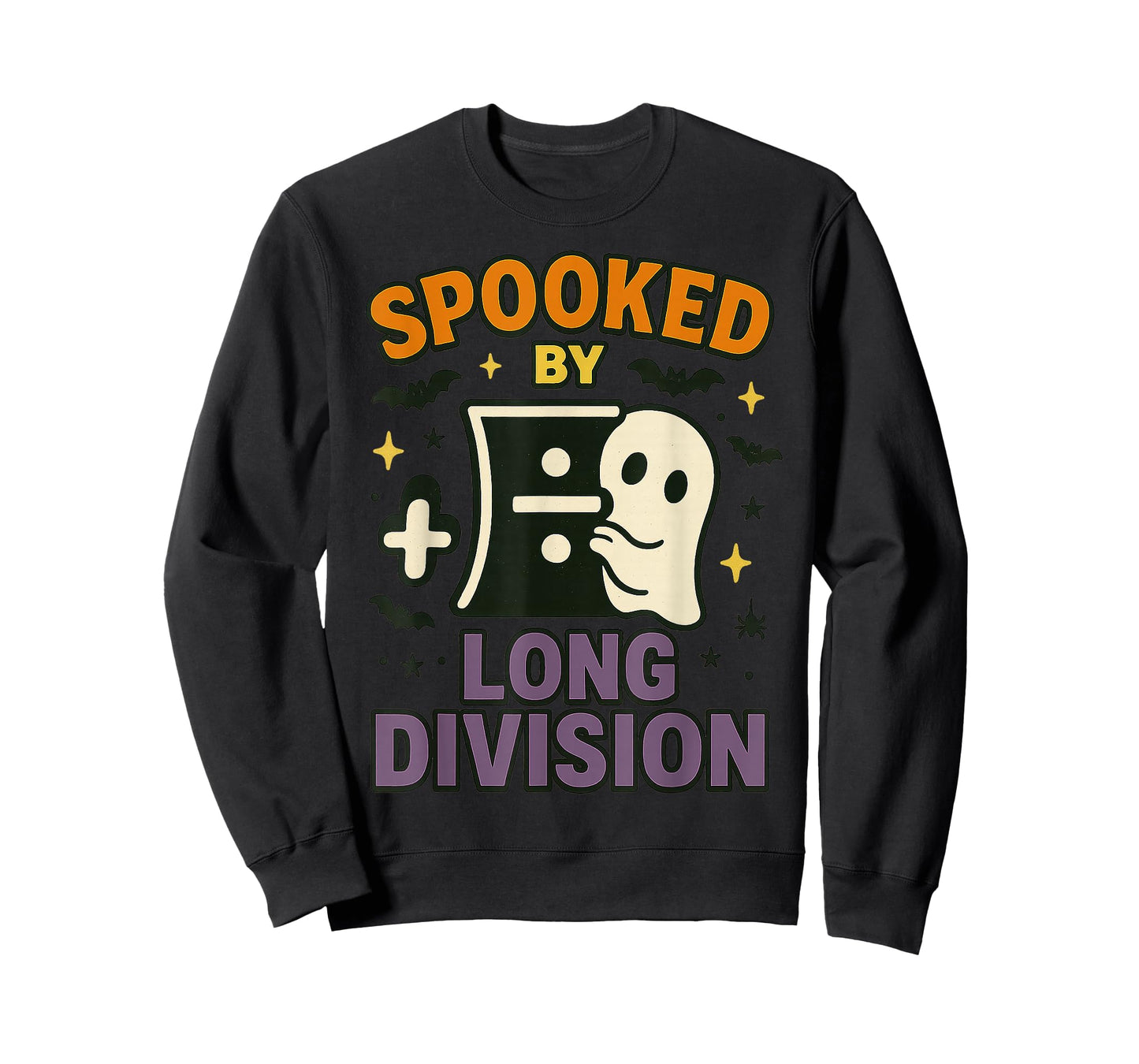 Spooked by Long Division Funny Math Halloween Design T-Shirt