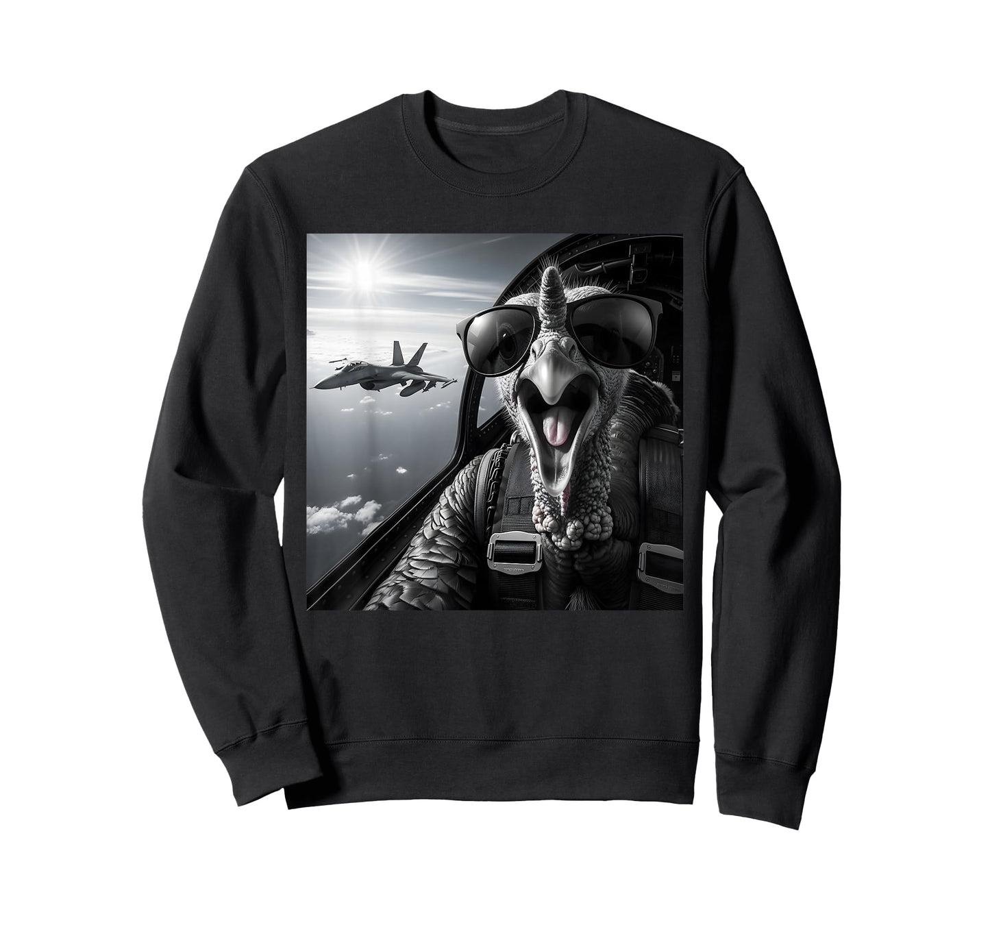 Funny Turkey Selfie Inside a Military Aircraft Thanksgiving T-Shirt