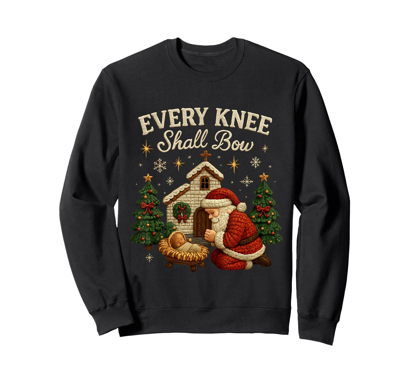 Every Knee Shall Bow Christmas Nativity Design T-Shirt